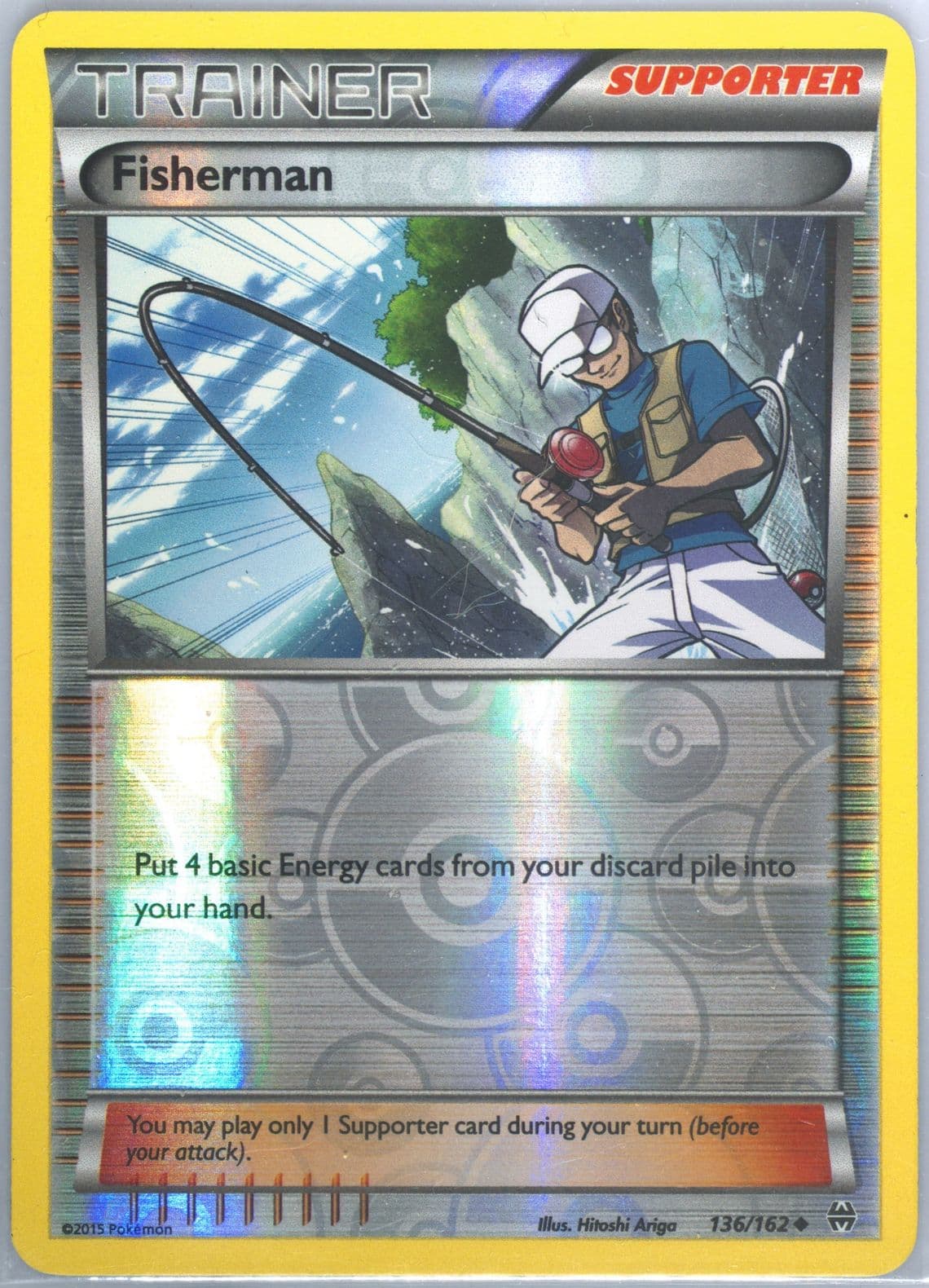 Fisherman-Reverse Foil (136) 2015 Pokemon XY Breakthrough