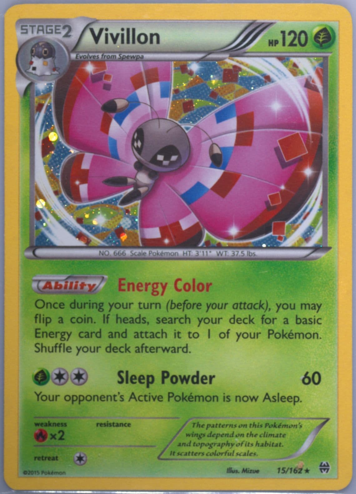 Vivillon-Holo 2017 Knock Out Collection (15) 2015 Pokemon XY Breakthrough