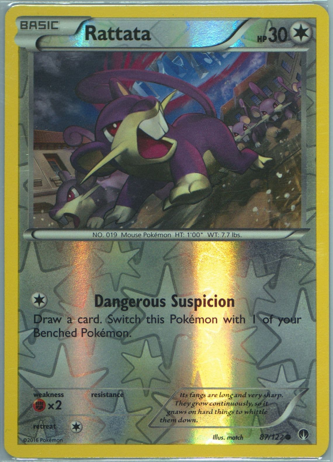 Rattata-Reverse Foil (87) 2016 Pokemon XY Breakpoint