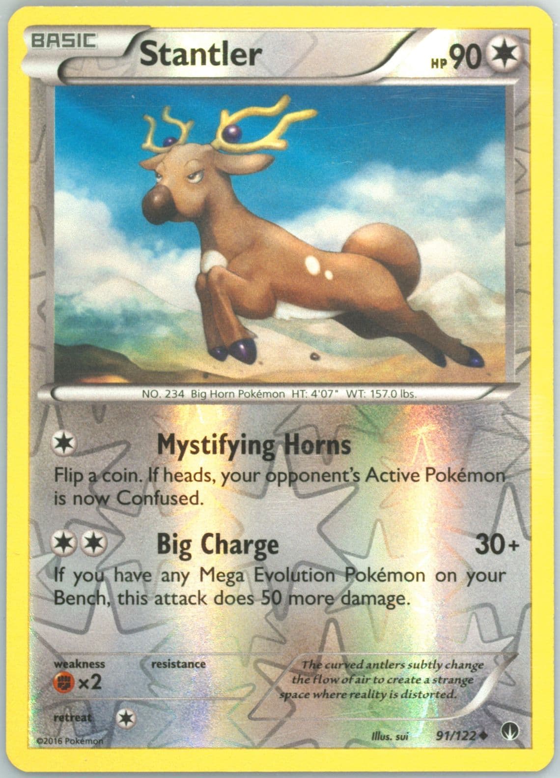 Stantler-Reverse Foil (91) 2016 Pokemon XY Breakpoint