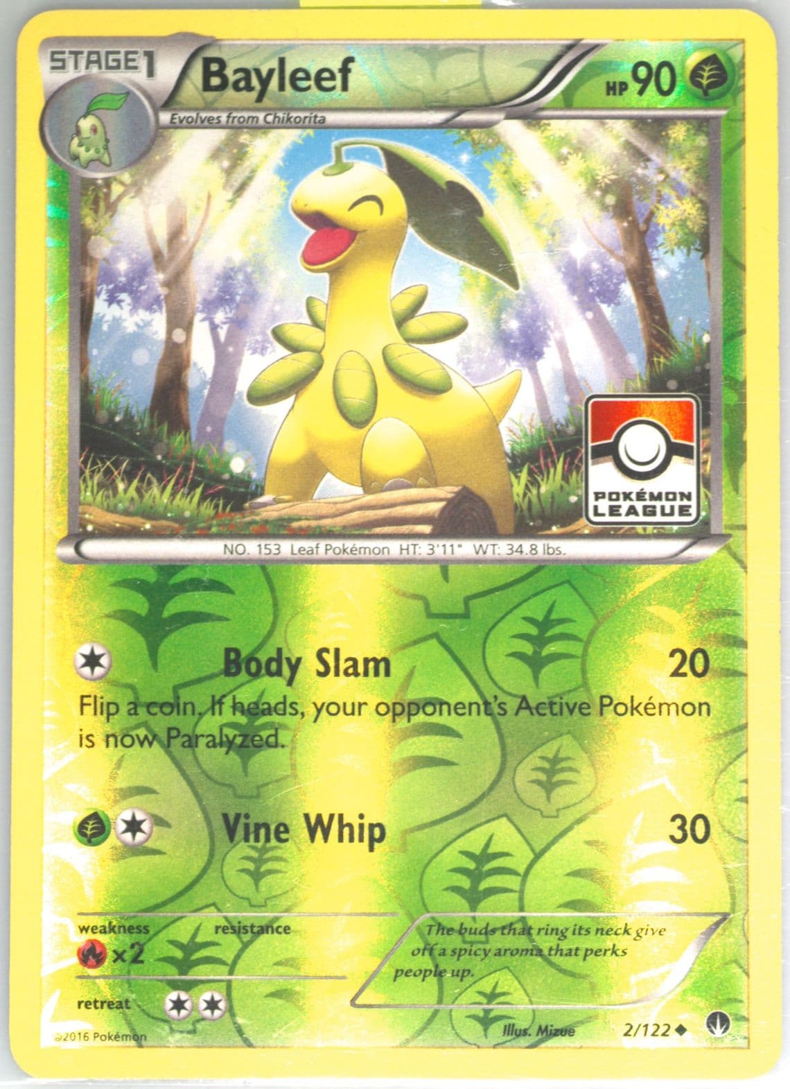 Bayleef-Reverse Foil Pokemon League (2) 2016 Pokemon XY Breakpoint