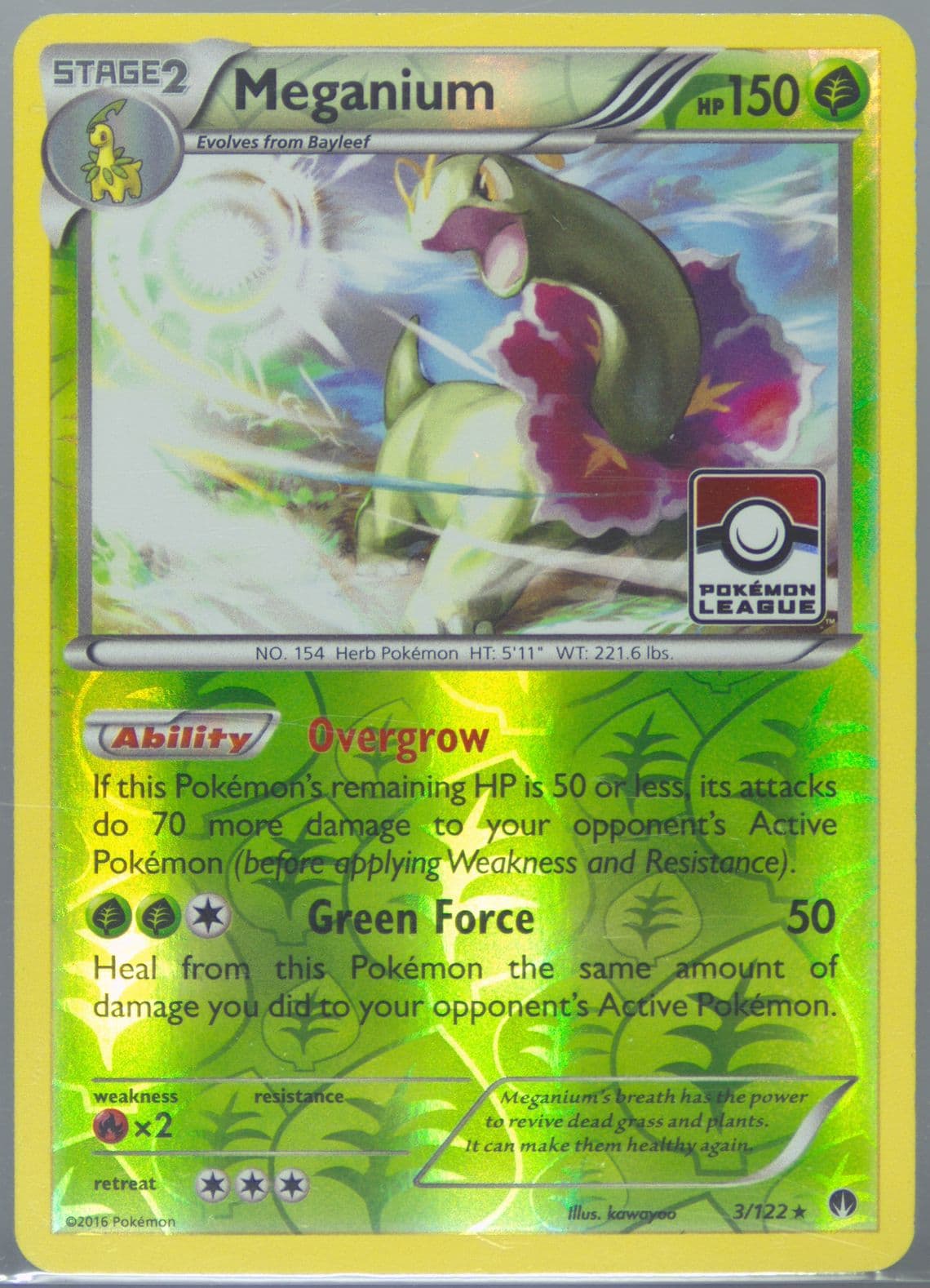 Meganium-Reverse Foil Pokemon League (3) 2016 Pokemon XY Breakpoint