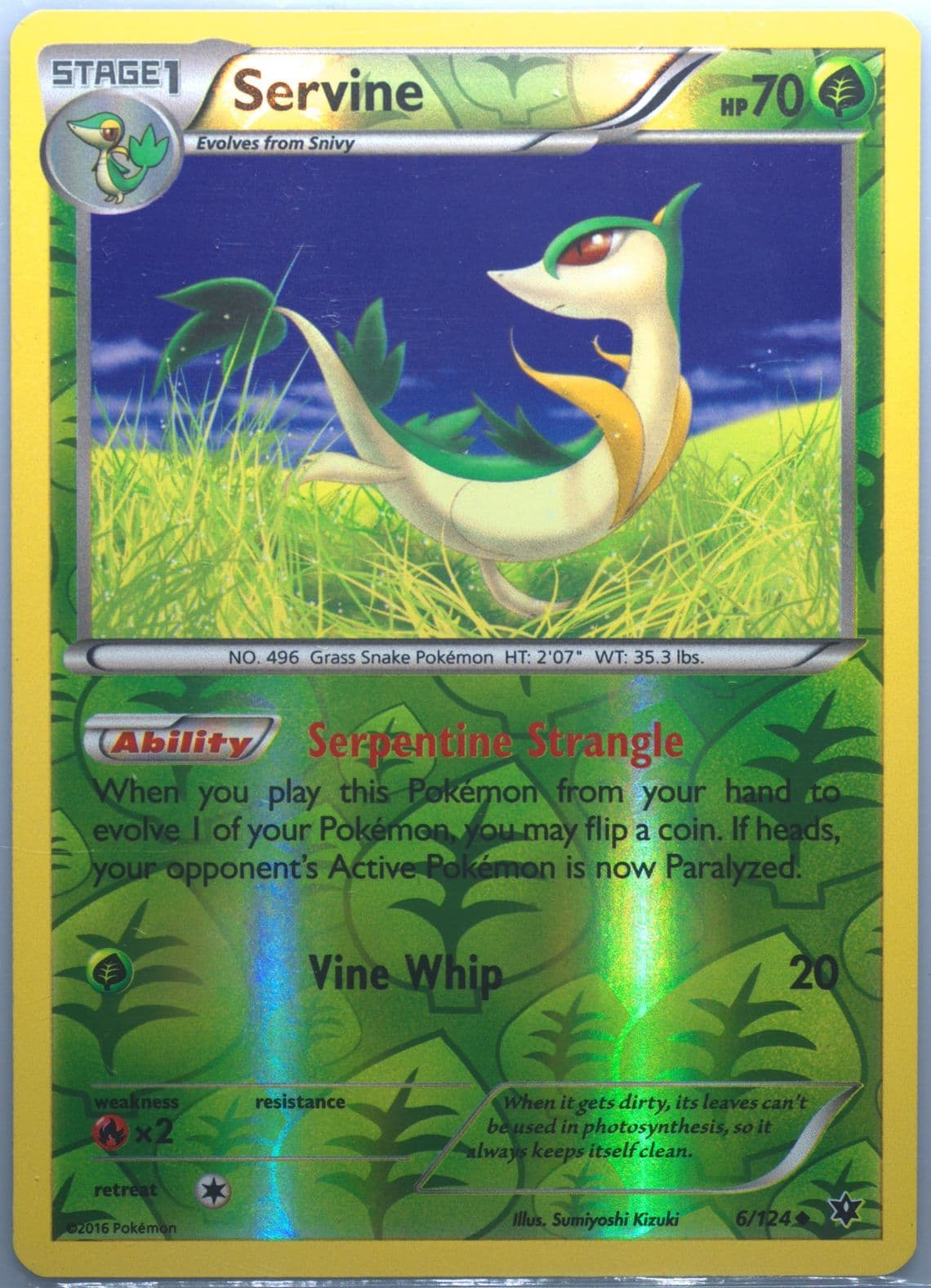 Servine-Reverse Foil (6) 2016 Pokemon XY Fates Collide