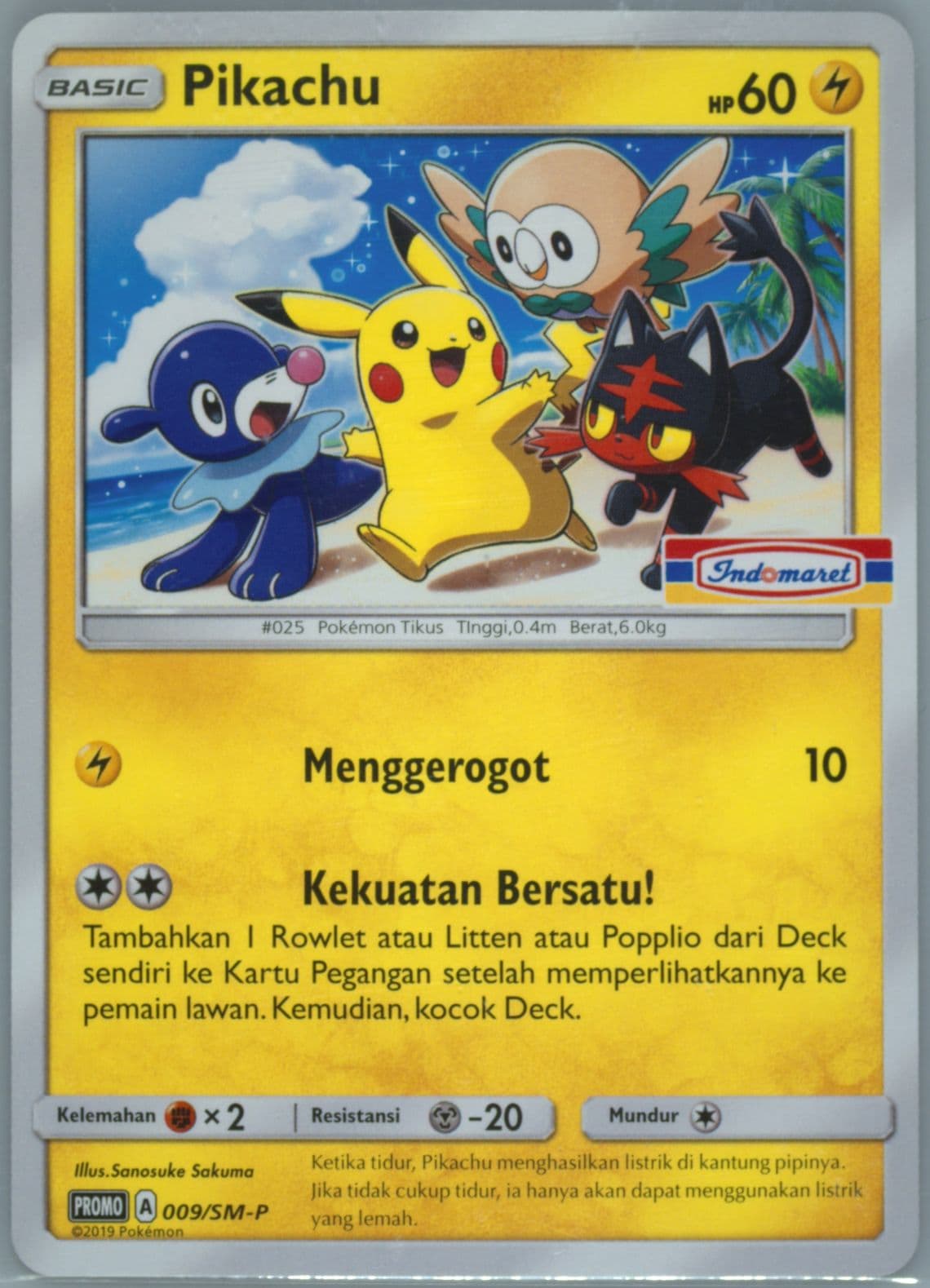Pikachu Indomaret Booster Pack (009) 2019 Pokemon Indonesian SM Promo