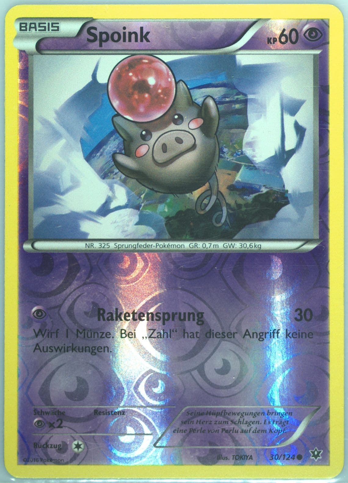 Spoink-Reverse Foil German (30) 2016 Pokemon XY Fates Collide