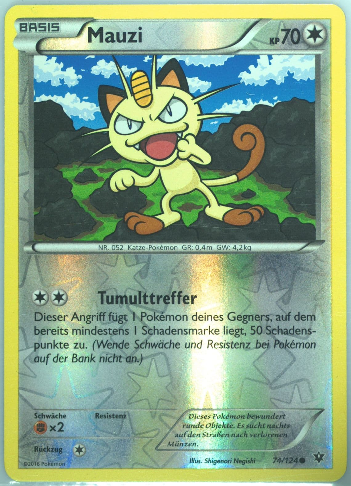 Mauzi-Reverse Foil German (74) 2016 Pokemon XY Fates Collide