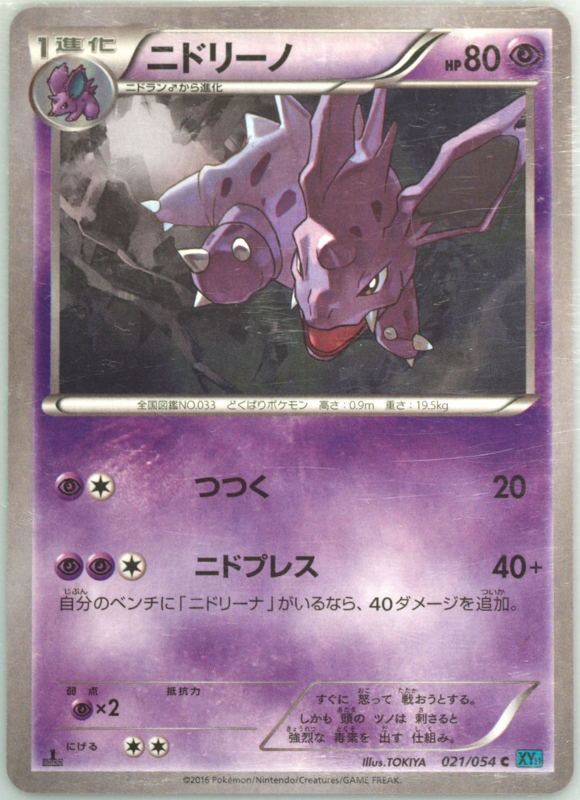 Nidorino 1st Edition (021) 2016 Pokemon Japanese XY Cruel Traitor