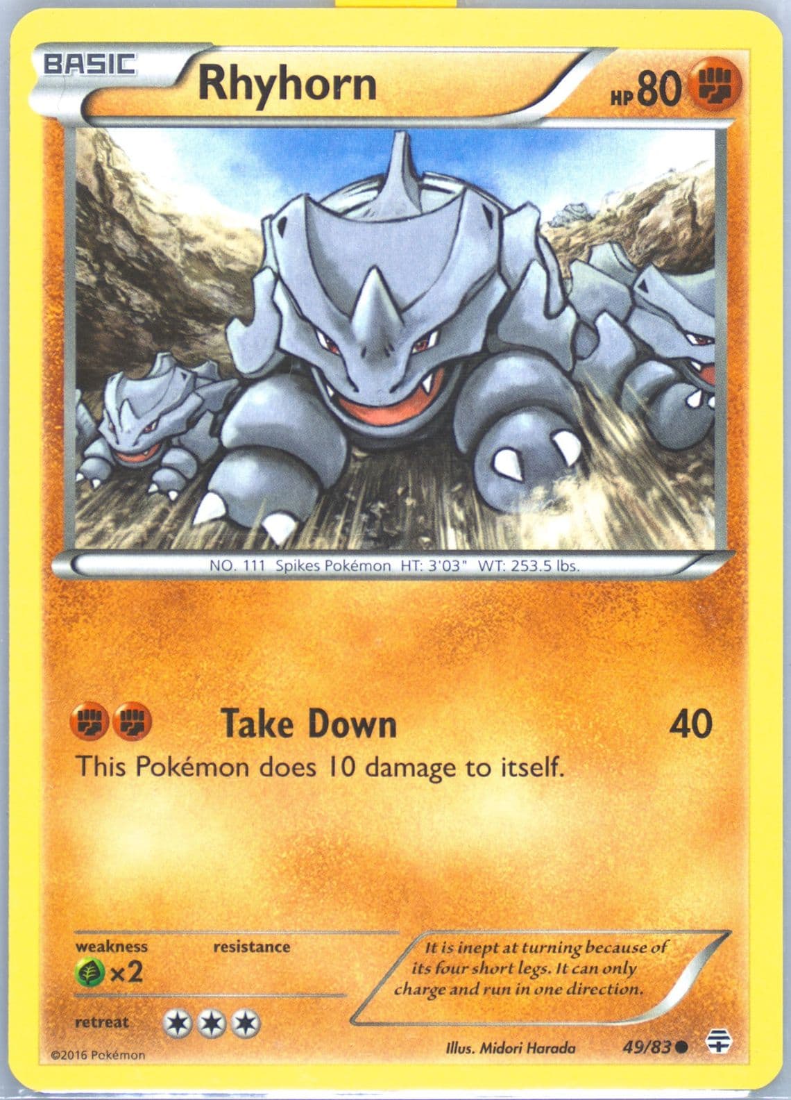 Rhyhorn (49) 2016 Pokemon XY Generations