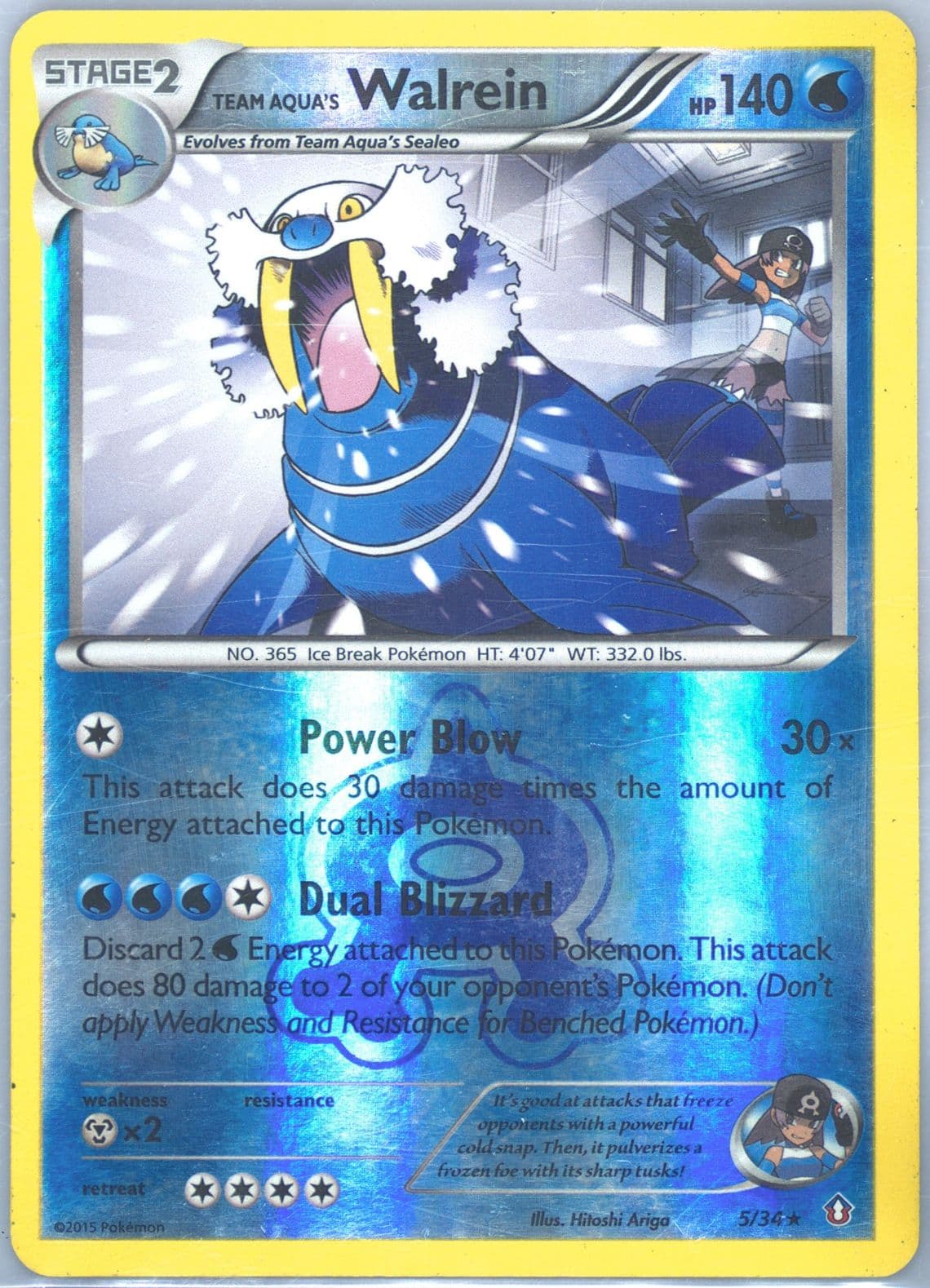 Team Aqua's Walrein-Reverse Foil (5) 2015 Pokemon XY Double Crisis