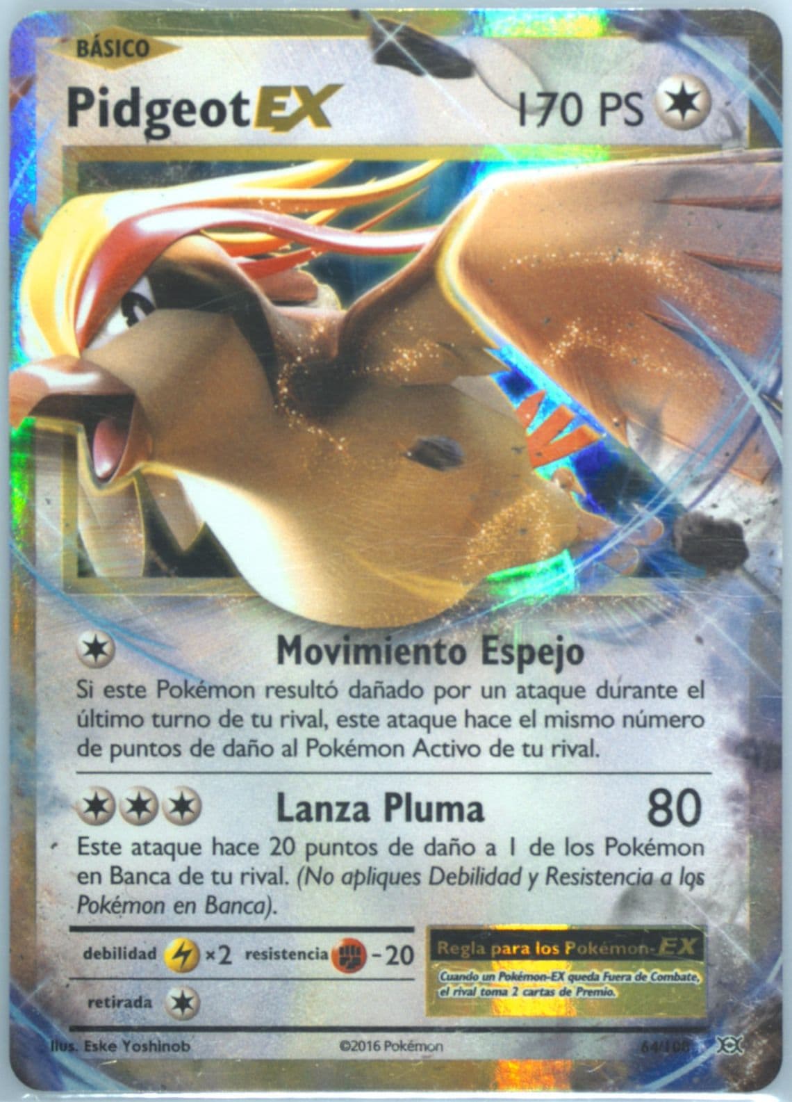 Pidgeot EX Spanish (64) 2016 Pokemon XY Evolutions