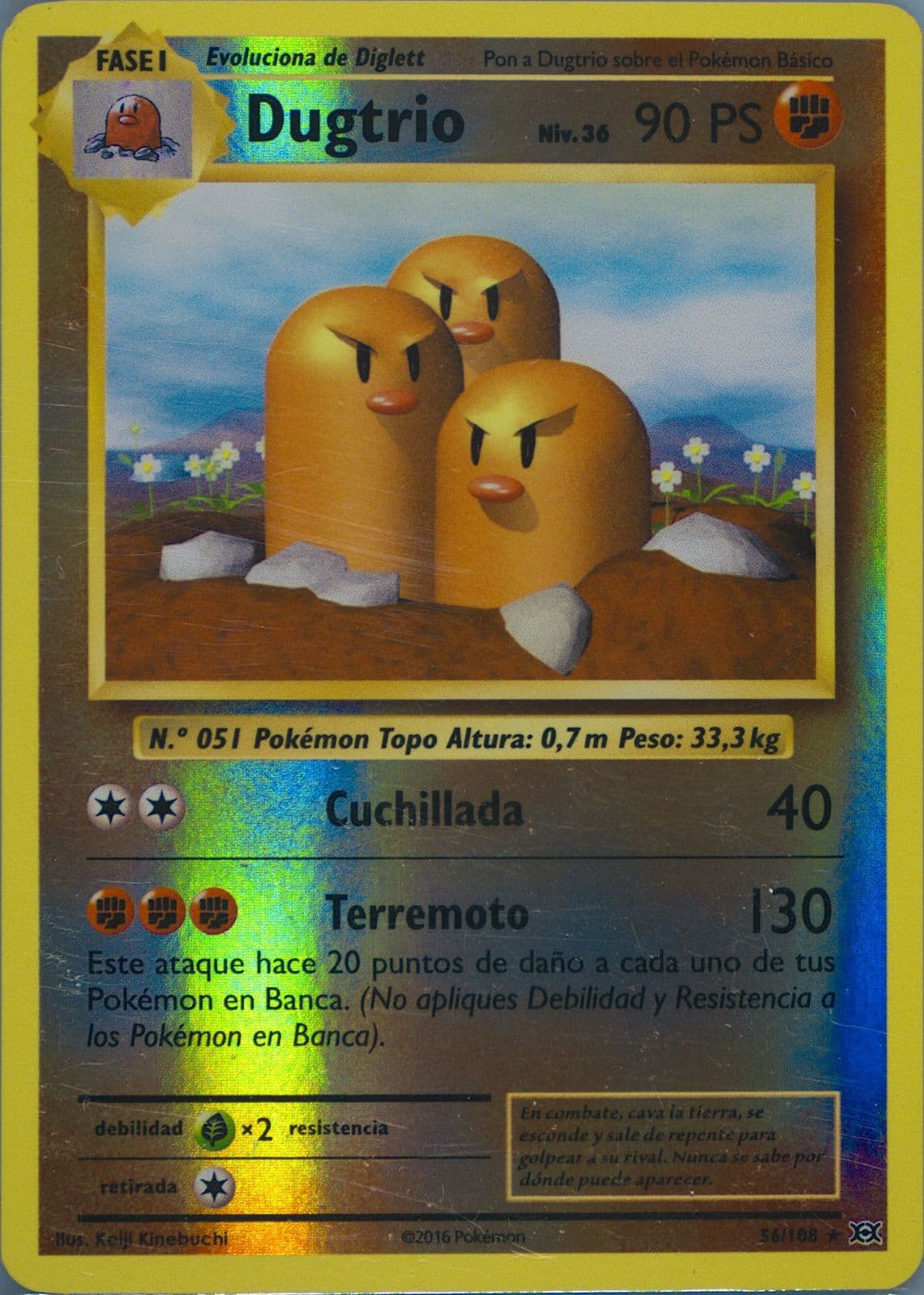 Dugtrio-Reverse Foil Spanish (56) 2016 Pokemon XY Evolutions