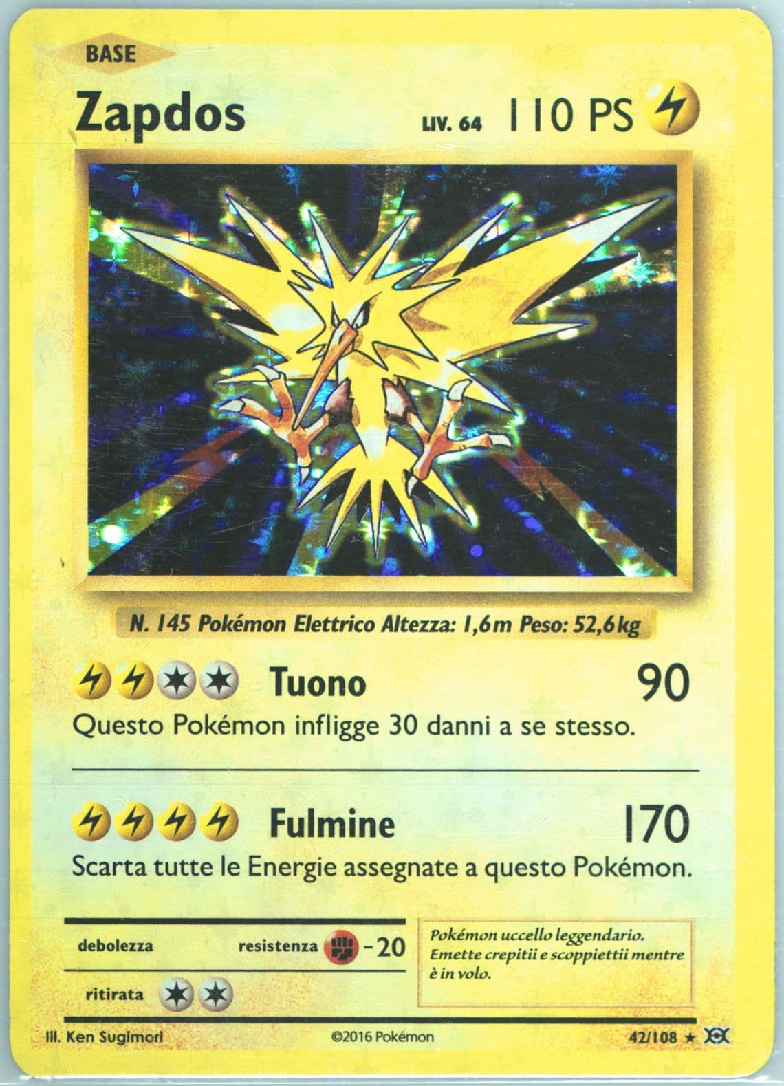 Zapdos-Holo Italian (42) 2016 Pokemon XY Evolutions