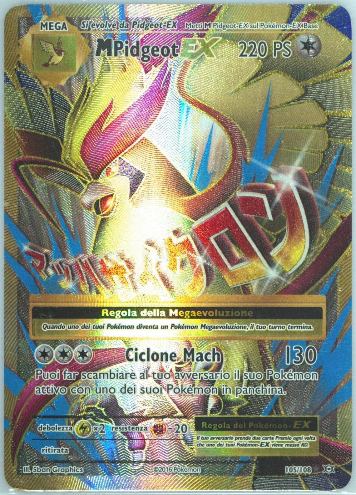 Full Art/M Pidgeot EX Italian (105) 2016 Pokemon XY Evolutions