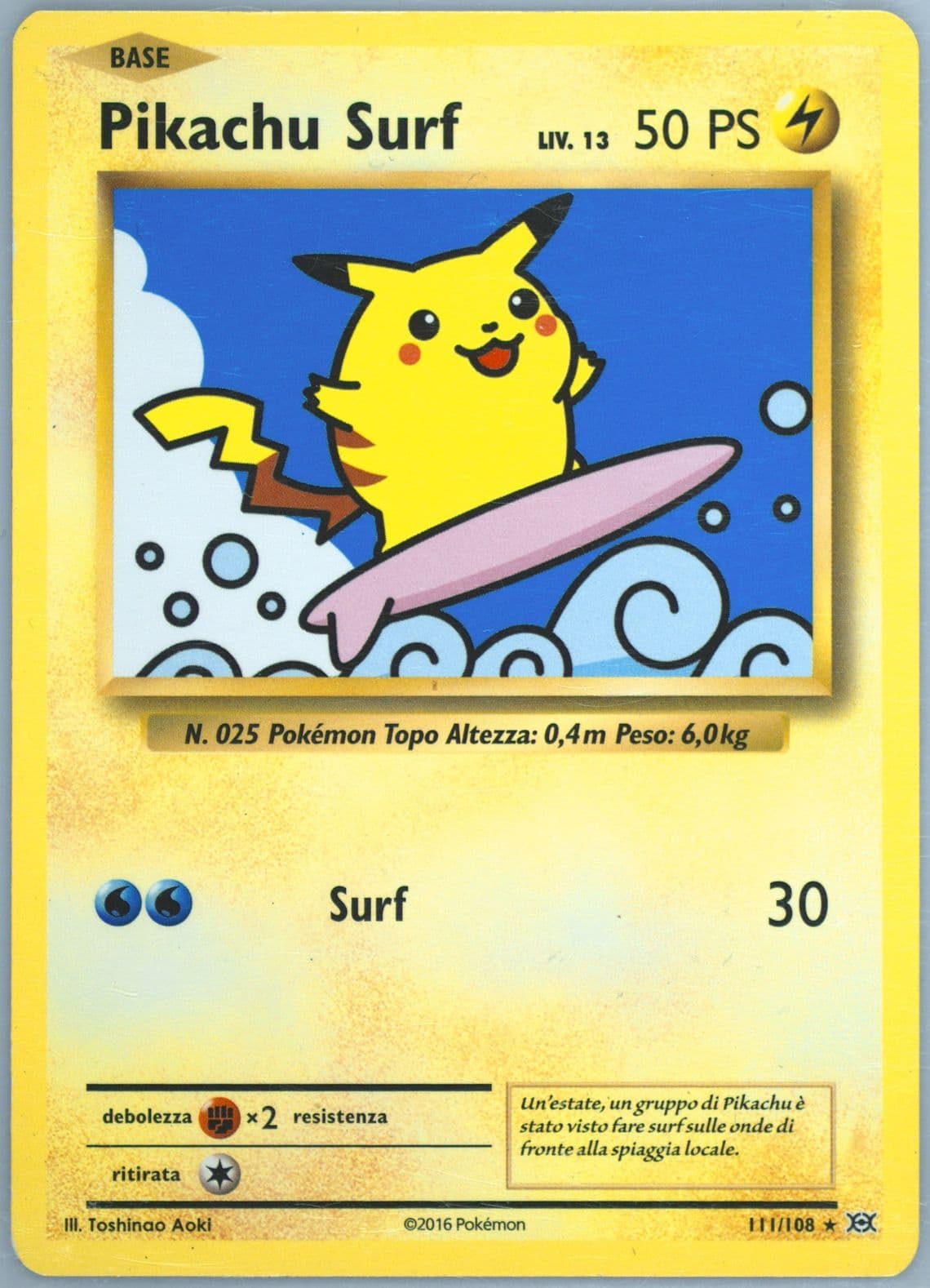 Pikachu Surf Italian (111) 2016 Pokemon XY Evolutions