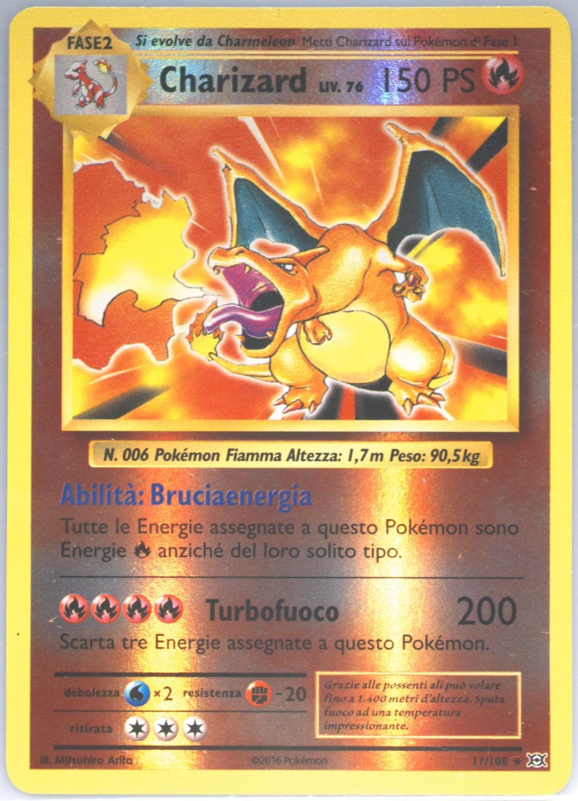 Charizard-Reverse Foil Italian (11) 2016 Pokemon XY Evolutions