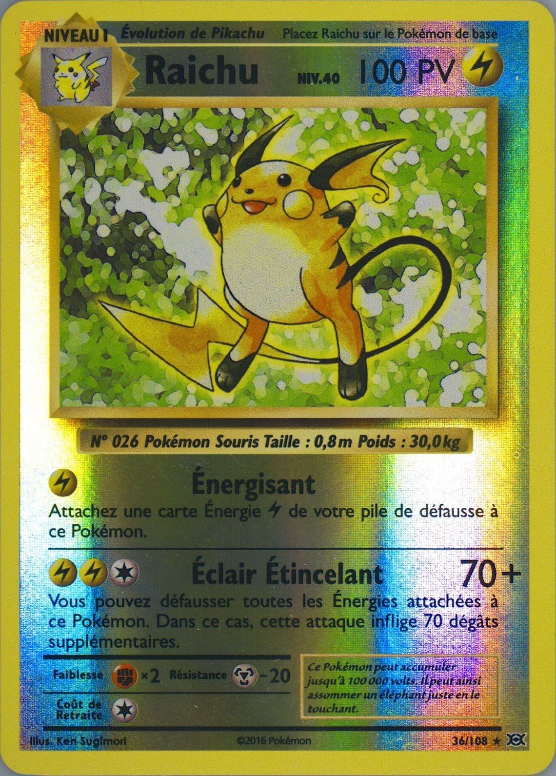 Raichu-Reverse Foil French (36) 2016 Pokemon XY Evolutions