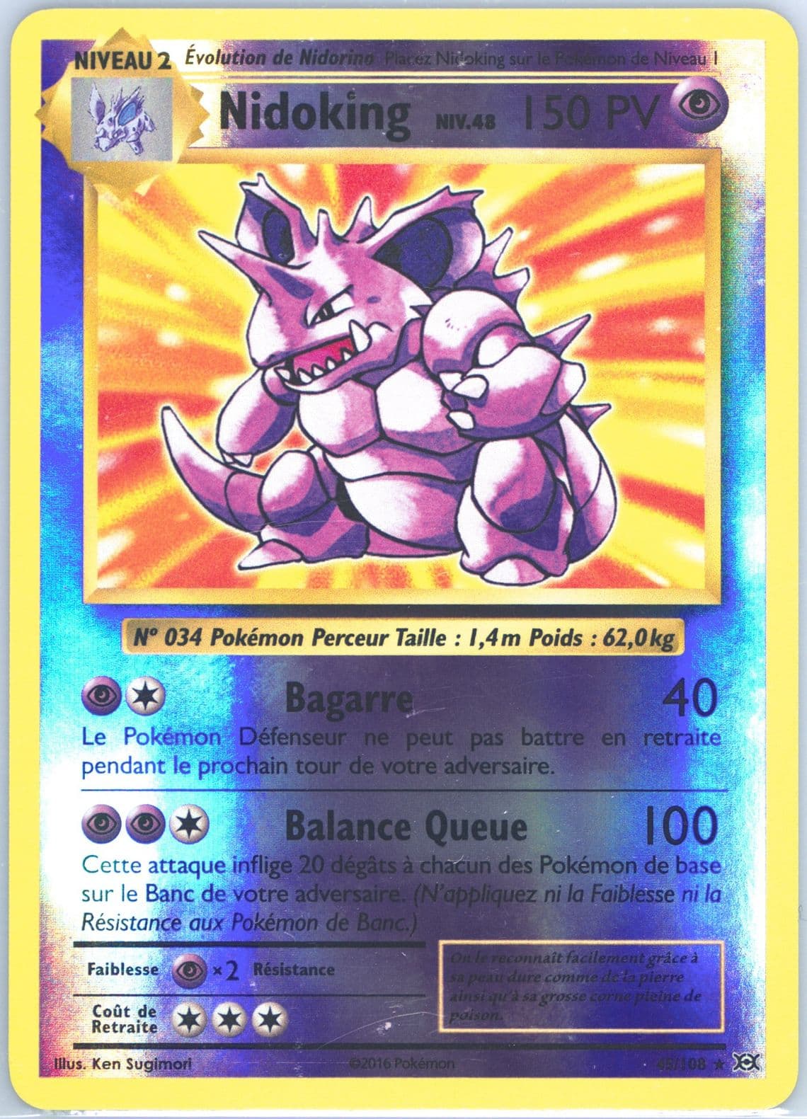 Nidoking-Reverse Foil French (45) 2016 Pokemon XY Evolutions