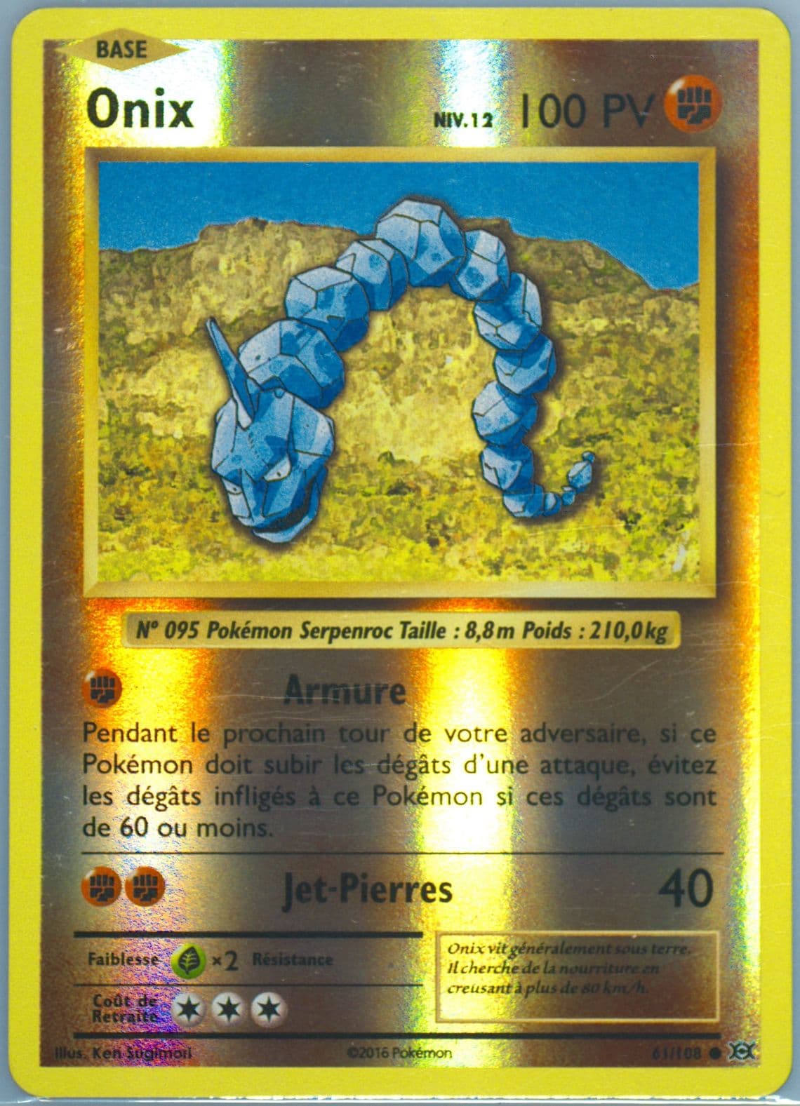 Onix-Reverse Foil French (61) 2016 Pokemon XY Evolutions