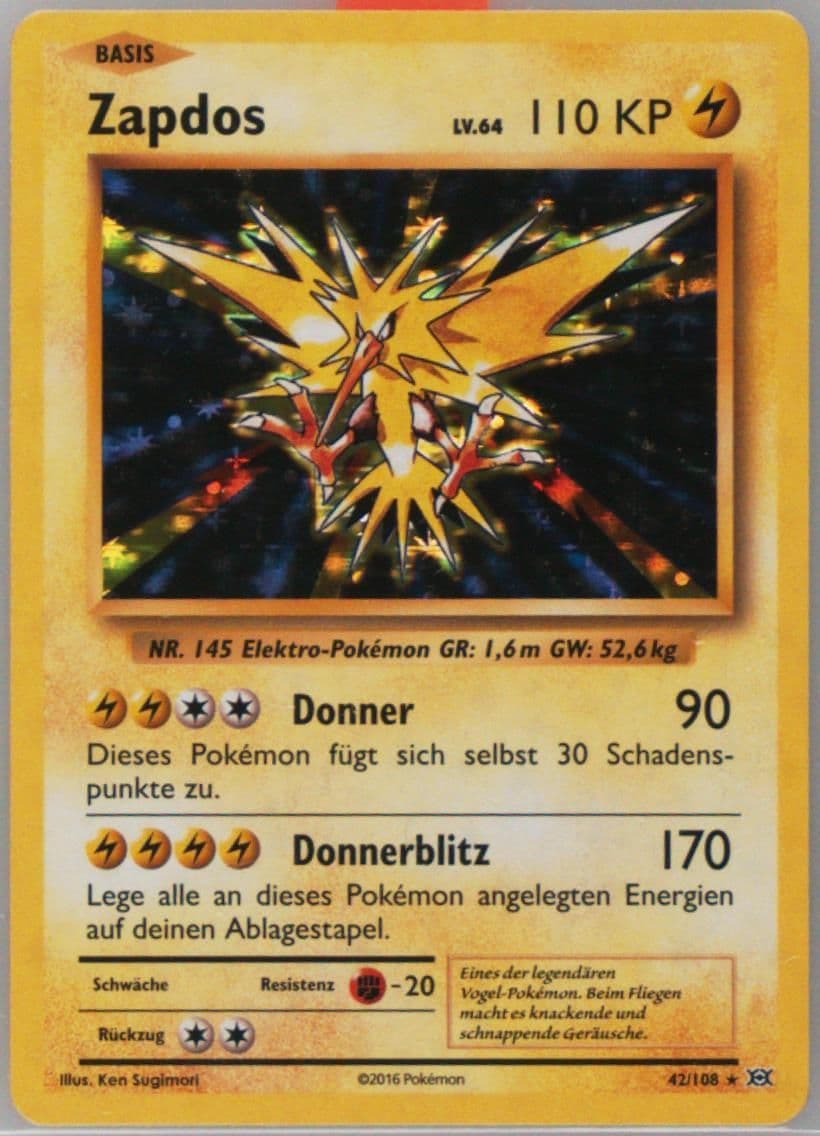 Zapdos-Holo German (42) 2016 Pokemon XY Evolutions