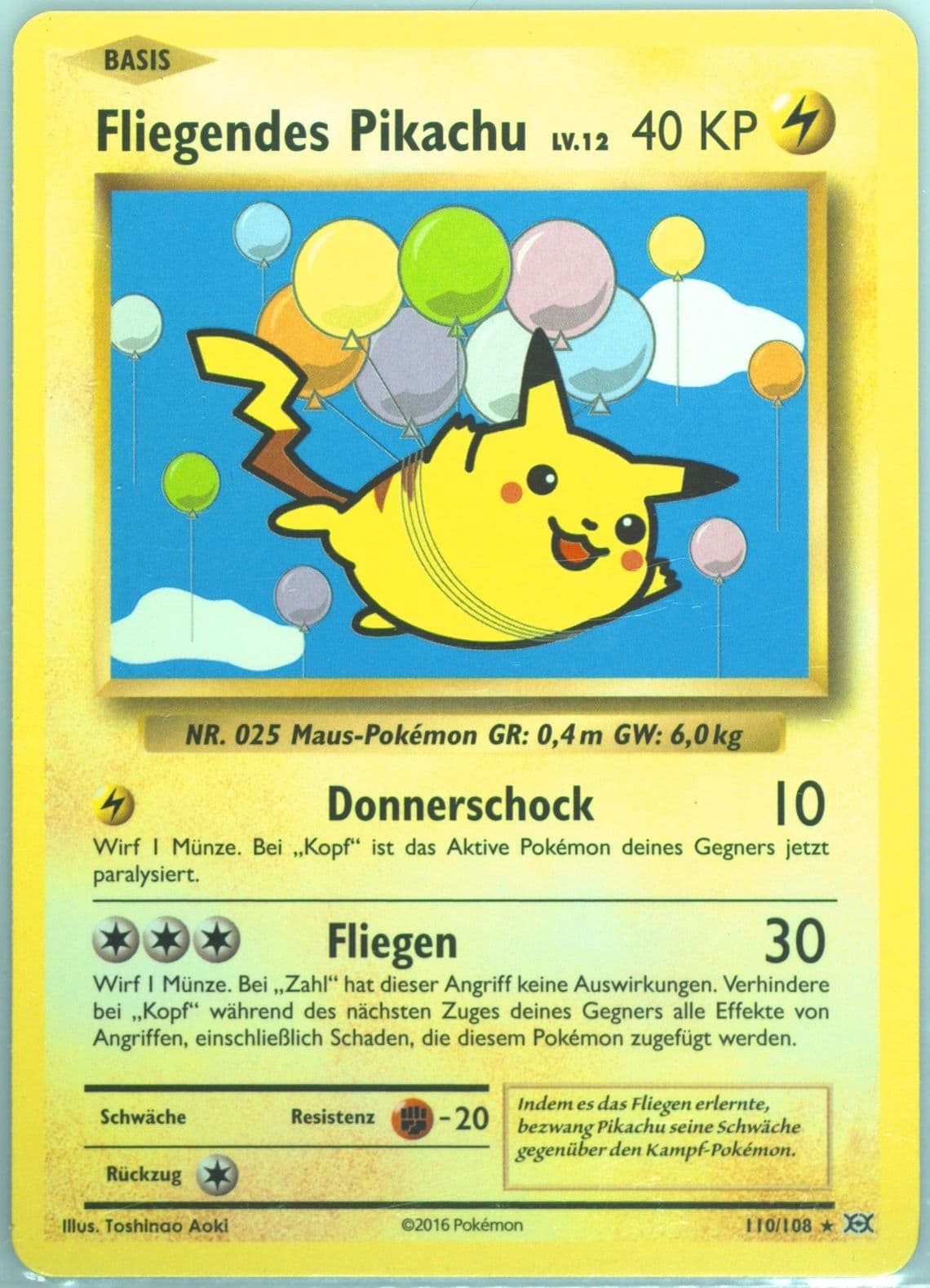 Fliegendes Pikachu German (110) 2016 Pokemon XY Evolutions