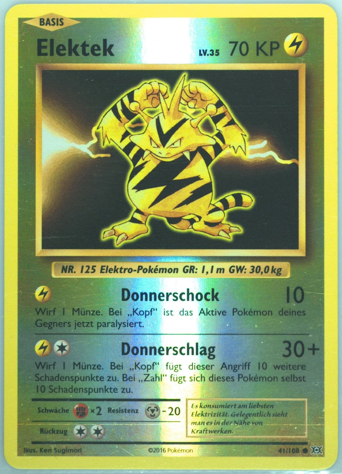 Elektek-Reverse Foil German (41) 2016 Pokemon XY Evolutions