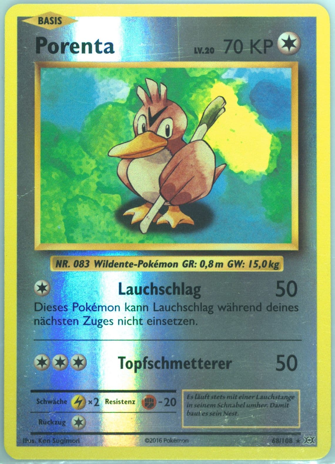Porenta-Reverse Foil German (68) 2016 Pokemon XY Evolutions