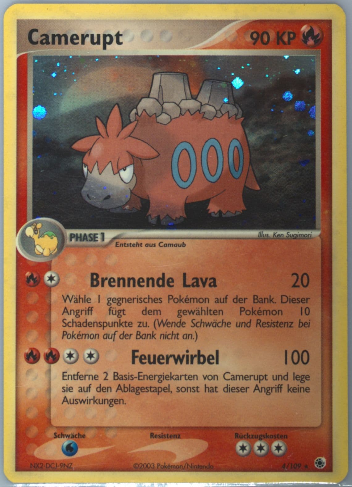 Camerupt-Holo (4) 2004 Pokemon German EX Ruby & Sapphire