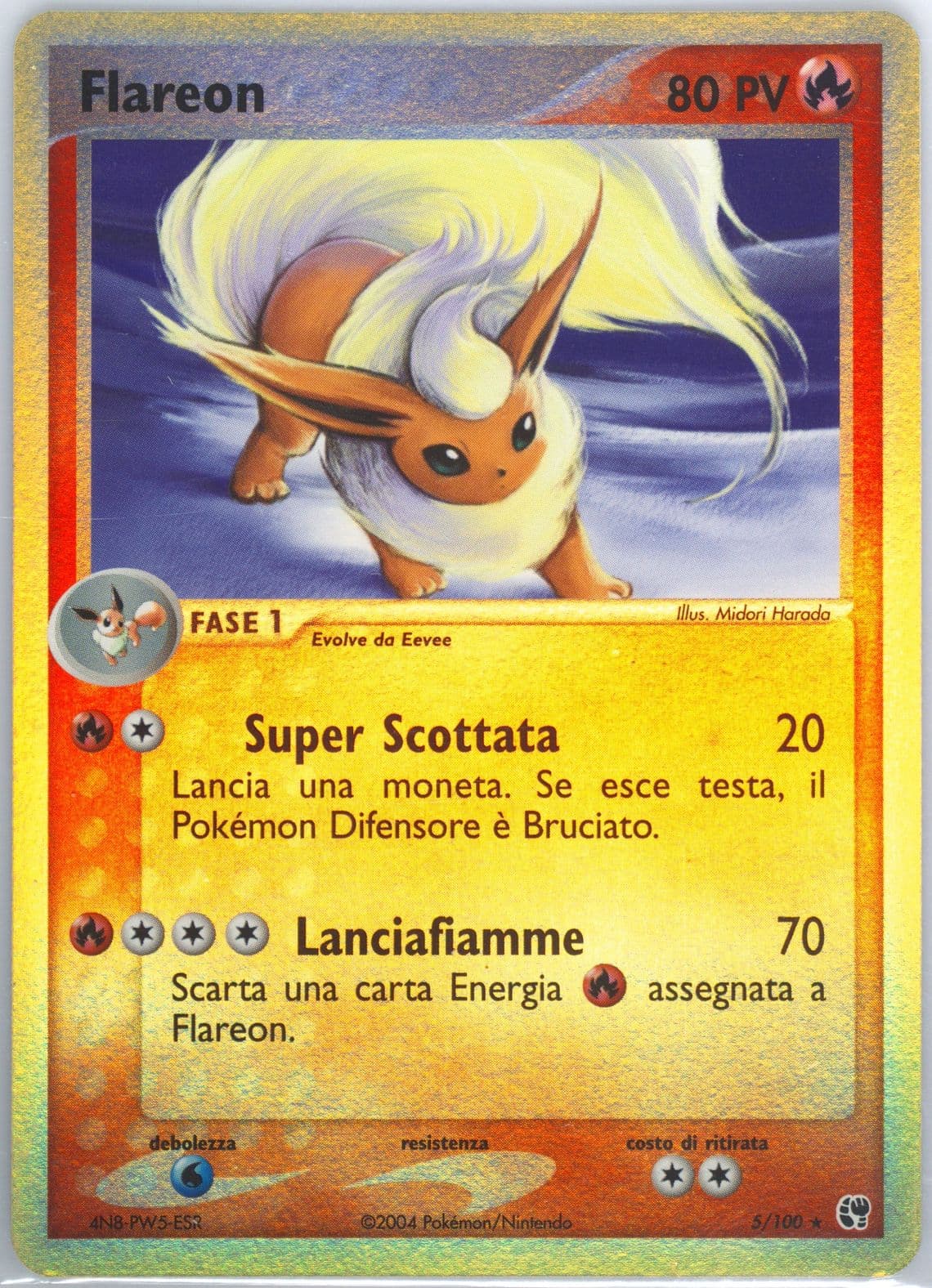 Flareon-Reverse Foil (5) 2004 Pokemon Italian EX Sandstorm