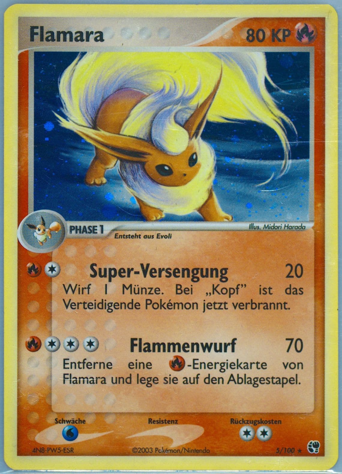 Flamara-Holo (5) 2004 Pokemon German EX Sandstorm