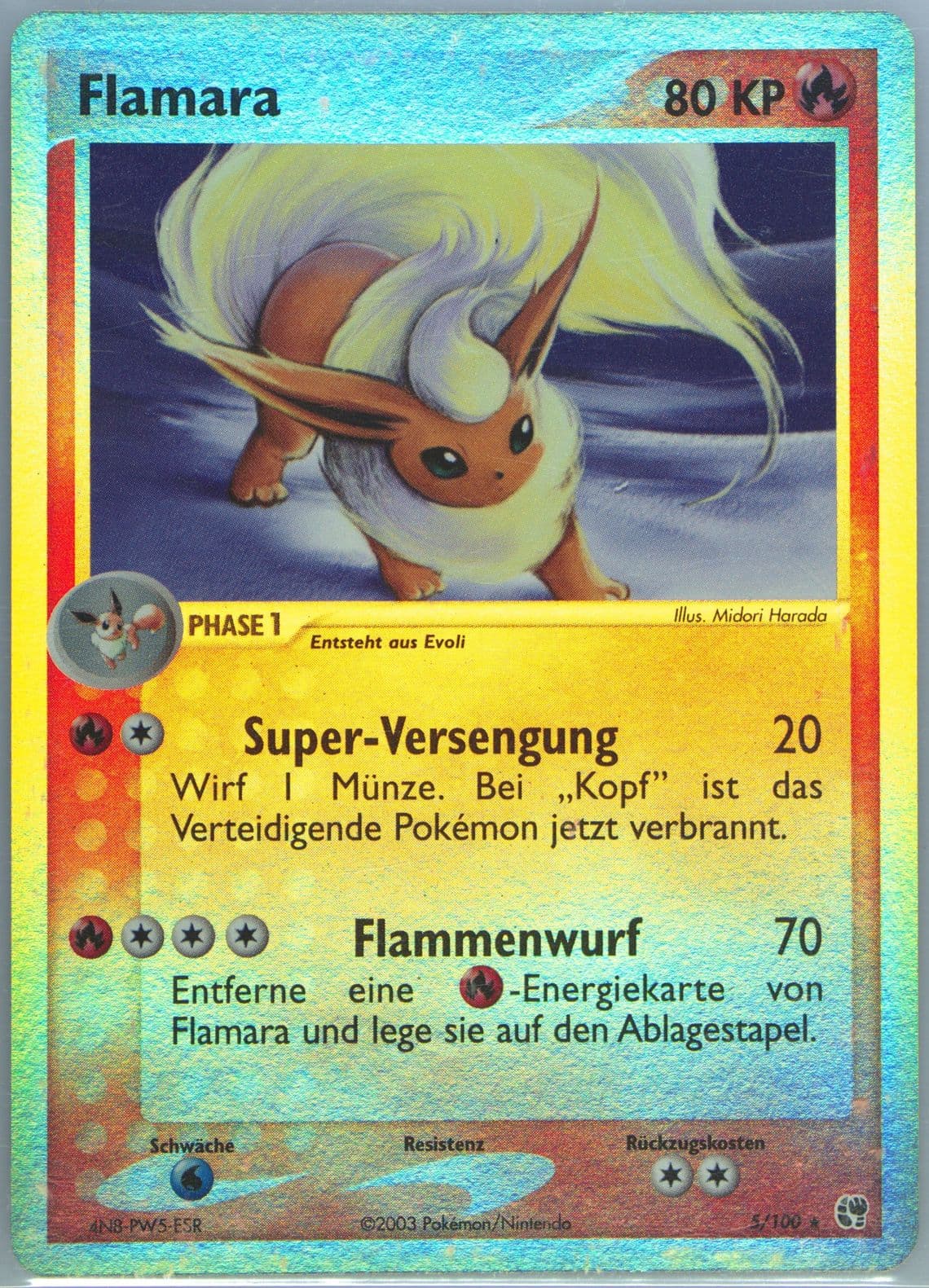 Flamara-Reverse Foil (5) 2004 Pokemon German EX Sandstorm