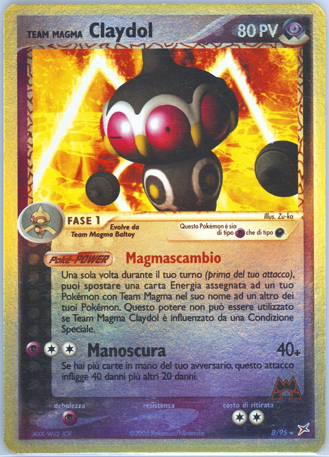 Team Magma Claydol-Reverse Foil (8) 2005 Pokemon Italian EX Team Magma VS Team Aqua
