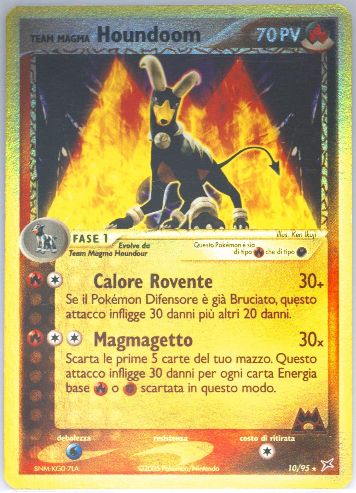 Team Magma Houndoom-Reverse Foil (10) 2005 Pokemon Italian EX Team Magma VS Team Aqua
