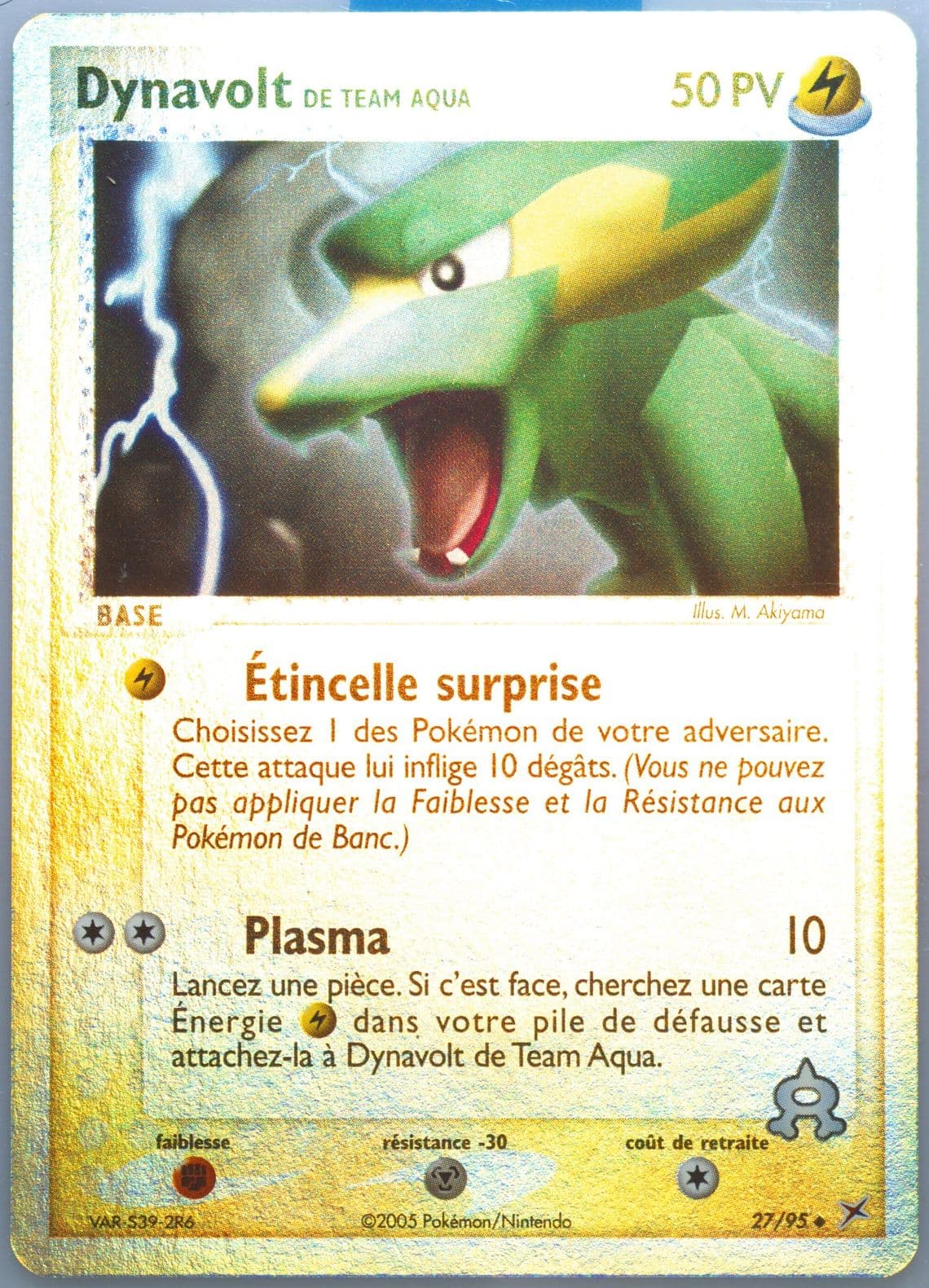 Dynavolt de Team Aqua-Reverse Foil (27) 2005 Pokemon French EX Team Magma VS Team Aqua