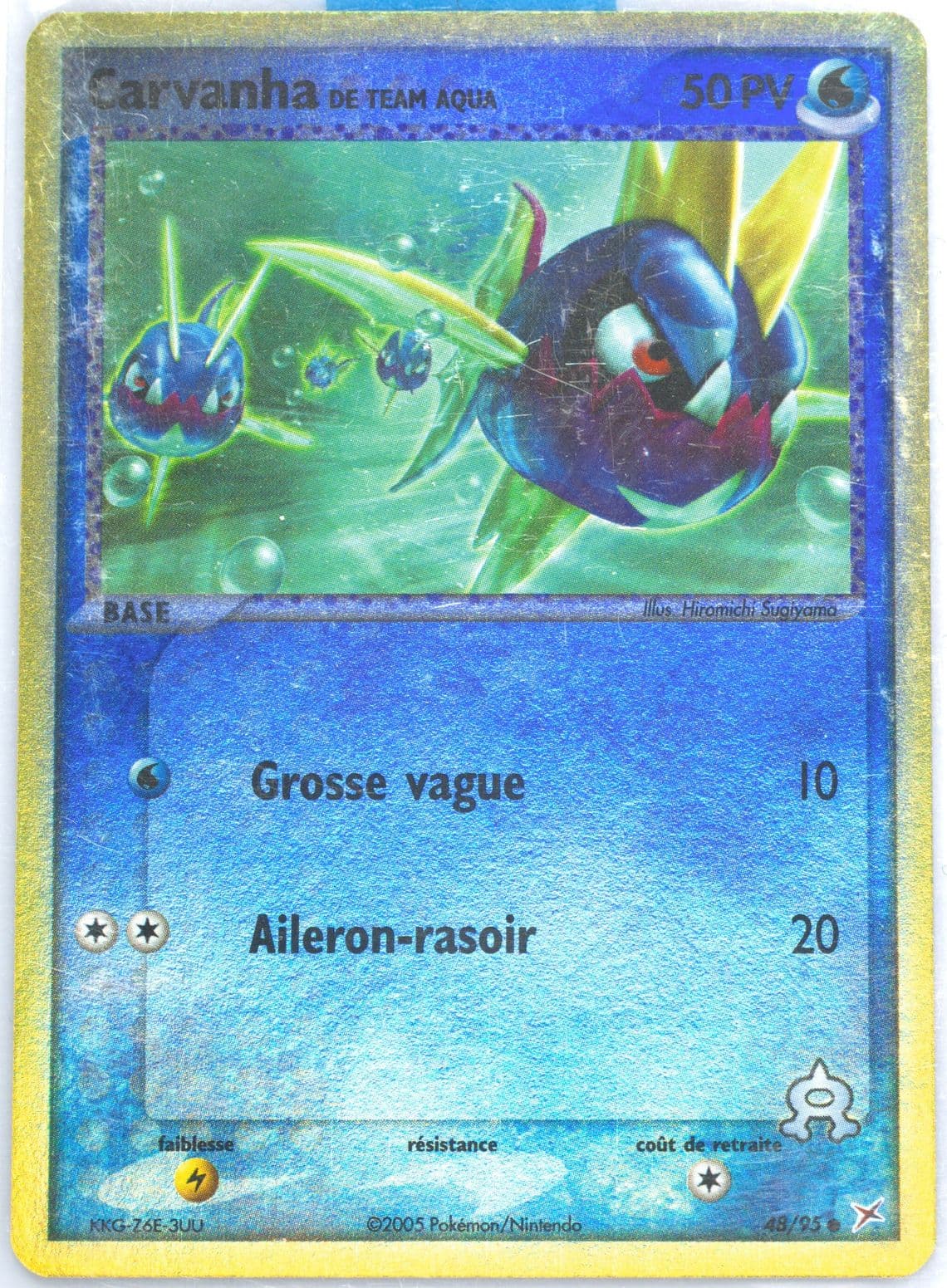 Carvanha de Team Aqua-Reverse Foil (48) 2005 Pokemon French EX Team Magma VS Team Aqua