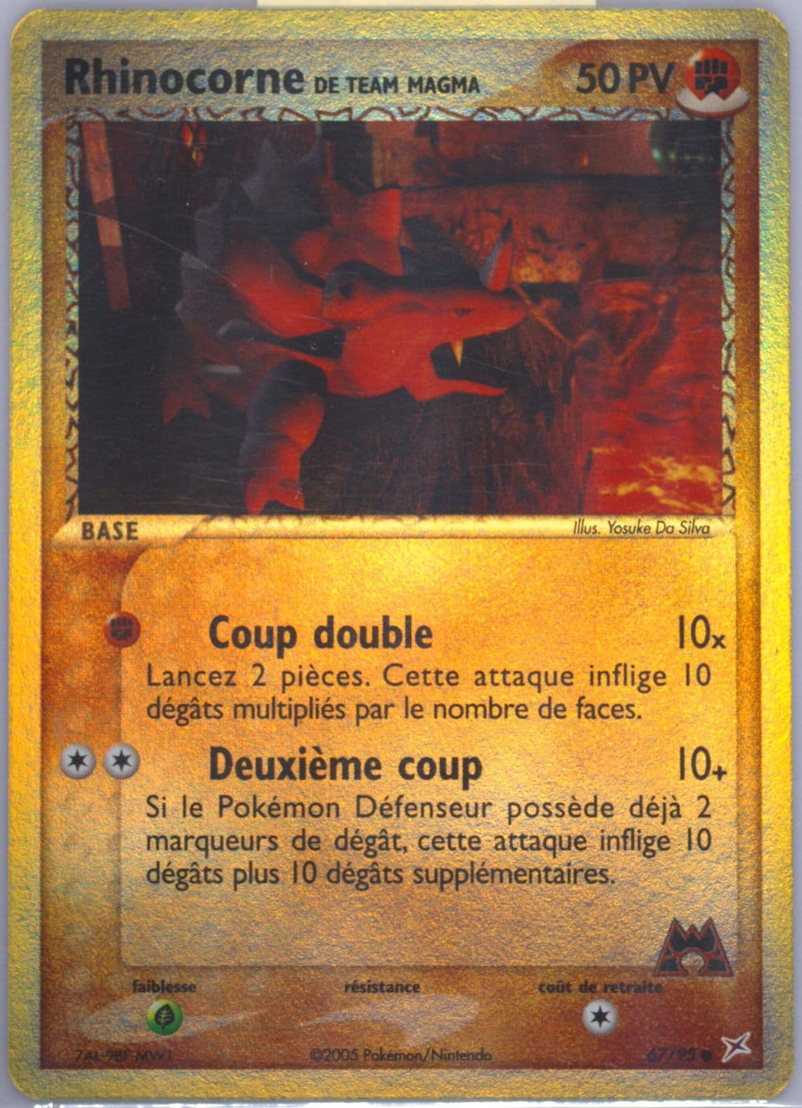 Rhinocorne de Team Magma-Reverse Foil (67) 2005 Pokemon French EX Team Magma VS Team Aqua