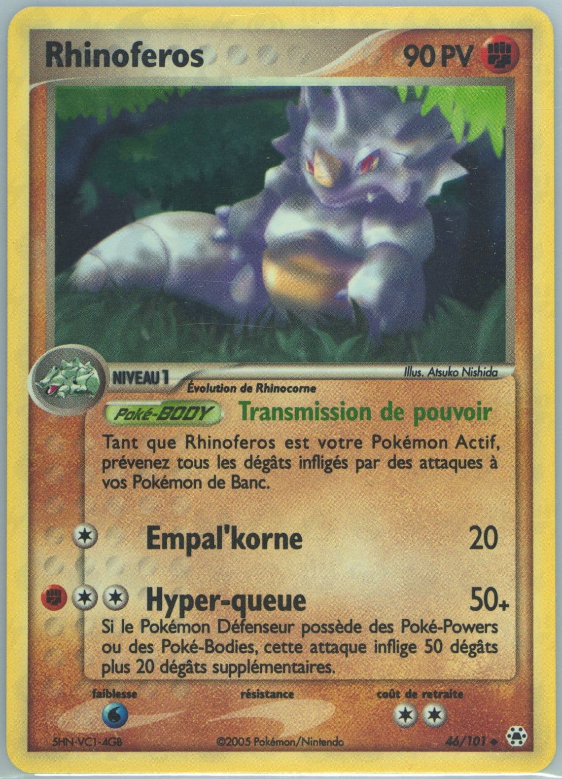 Rhinoferos-Reverse Foil (46) 2005 Pokemon French EX Hidden Legends
