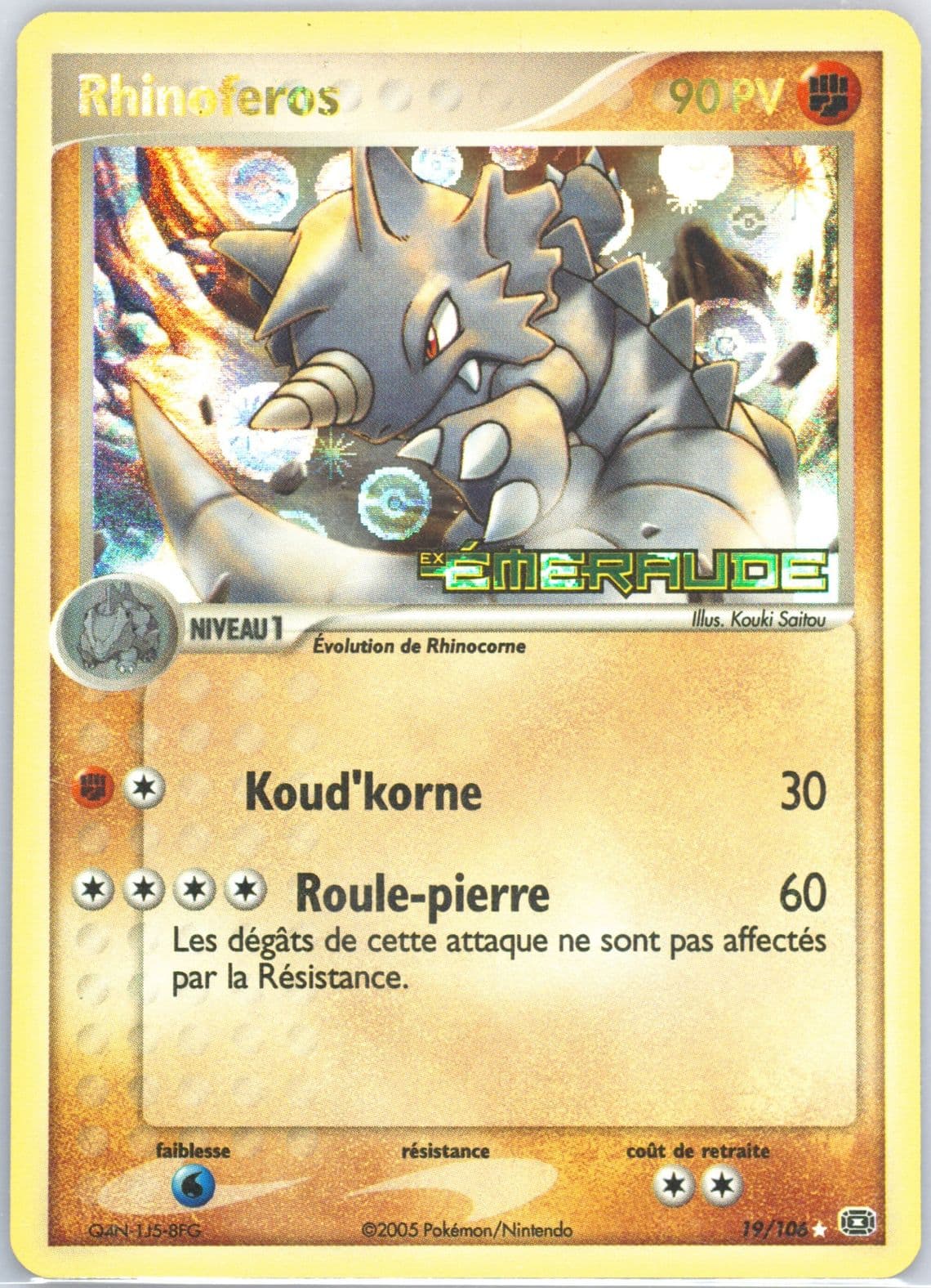 Rhinoferos-Reverse Foil French (19) 2005 Pokemon EX Emerald