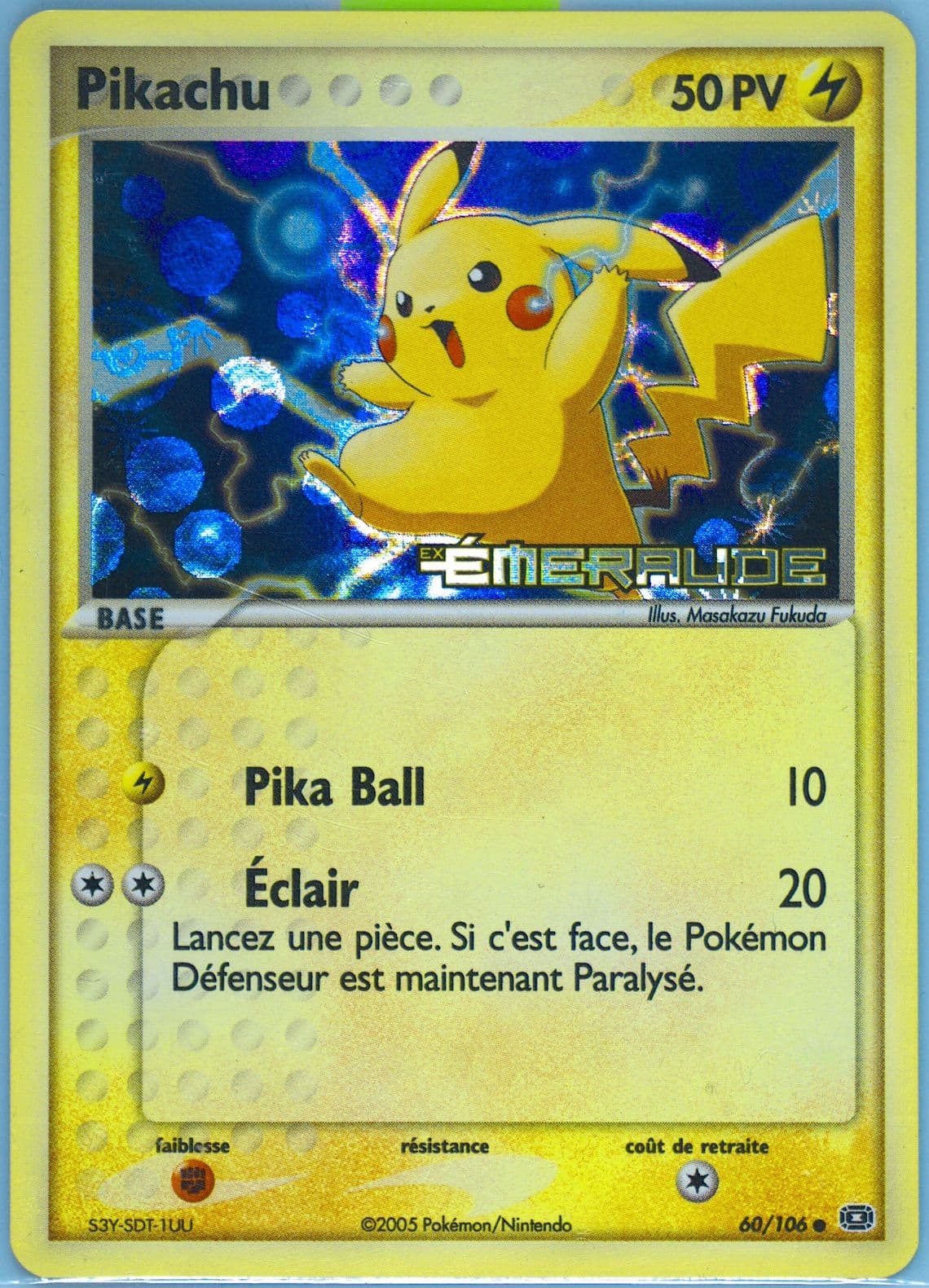 Pikachu-Reverse Foil French (60) 2005 Pokemon EX Emerald