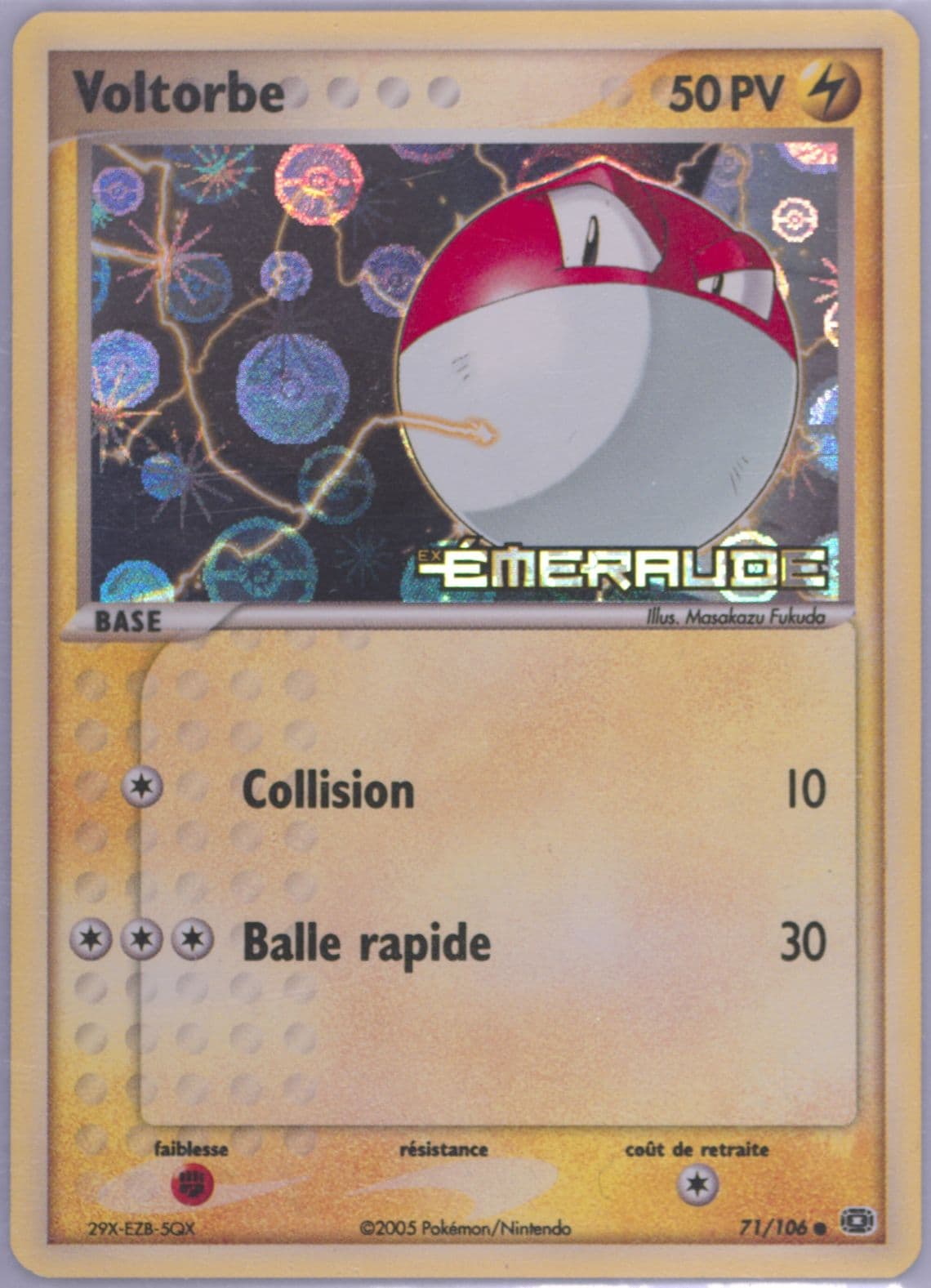 Voltorbe-Reverse Foil French (71) 2005 Pokemon EX Emerald