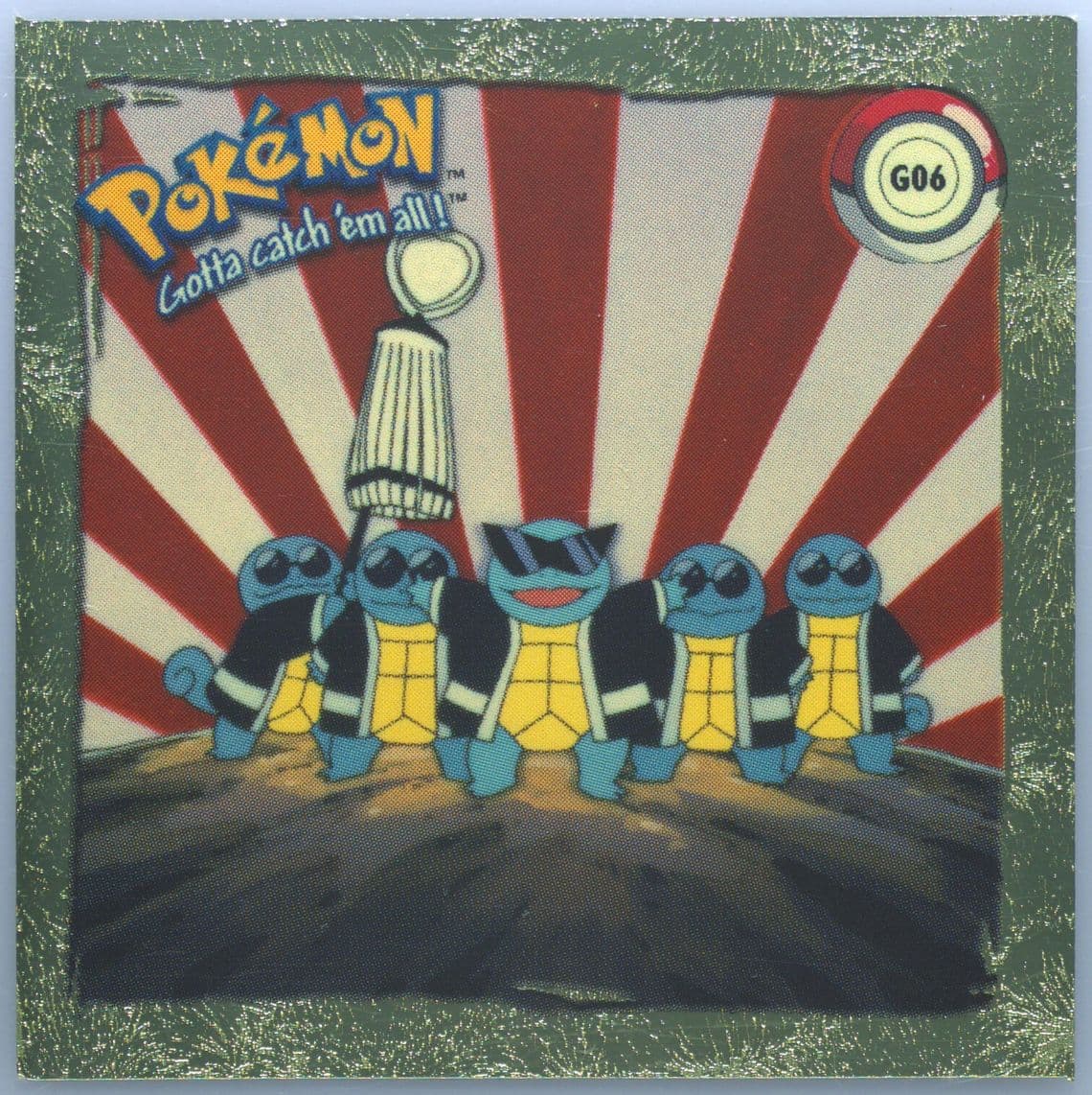 Squirtle (G06) 1999 Pokemon Stickers Series 1 Rare Gold Stickers