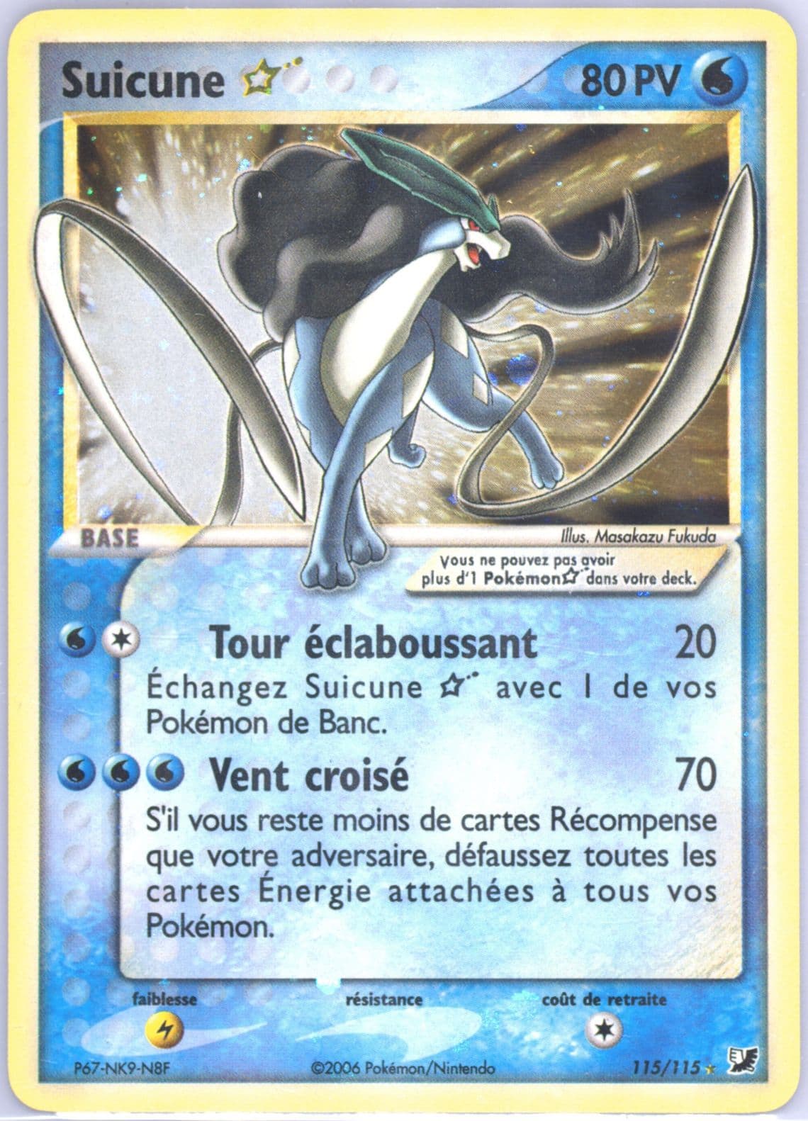 Suicune-Holo Gold Star (115) 2006 Pokemon French EX Unseen Forces