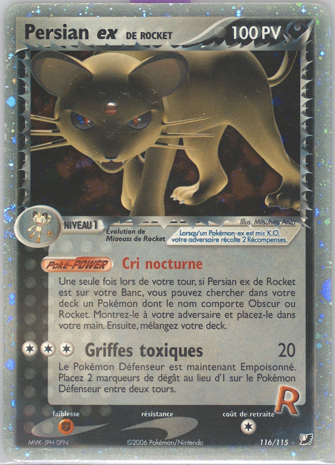 Persian EX de Rocket-Holo (116) 2006 Pokemon French EX Unseen Forces