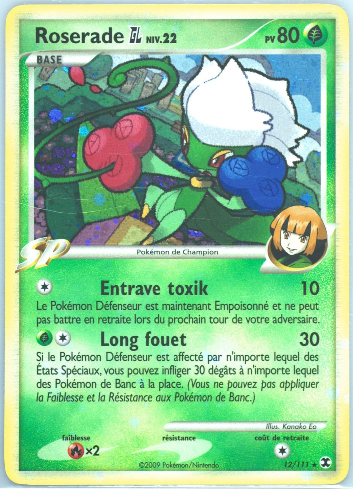 Roserade GL-Holo French (12) 2009 Pokemon Platinum Rising Rivals
