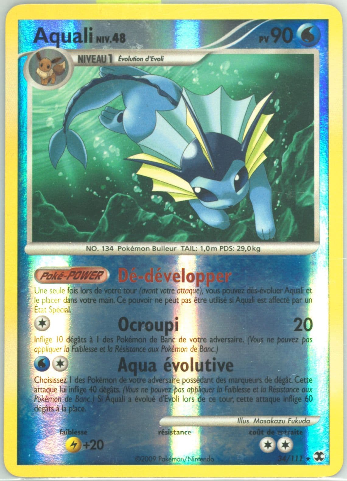 Aquali-Reverse Foil French (34) 2009 Pokemon Platinum Rising Rivals