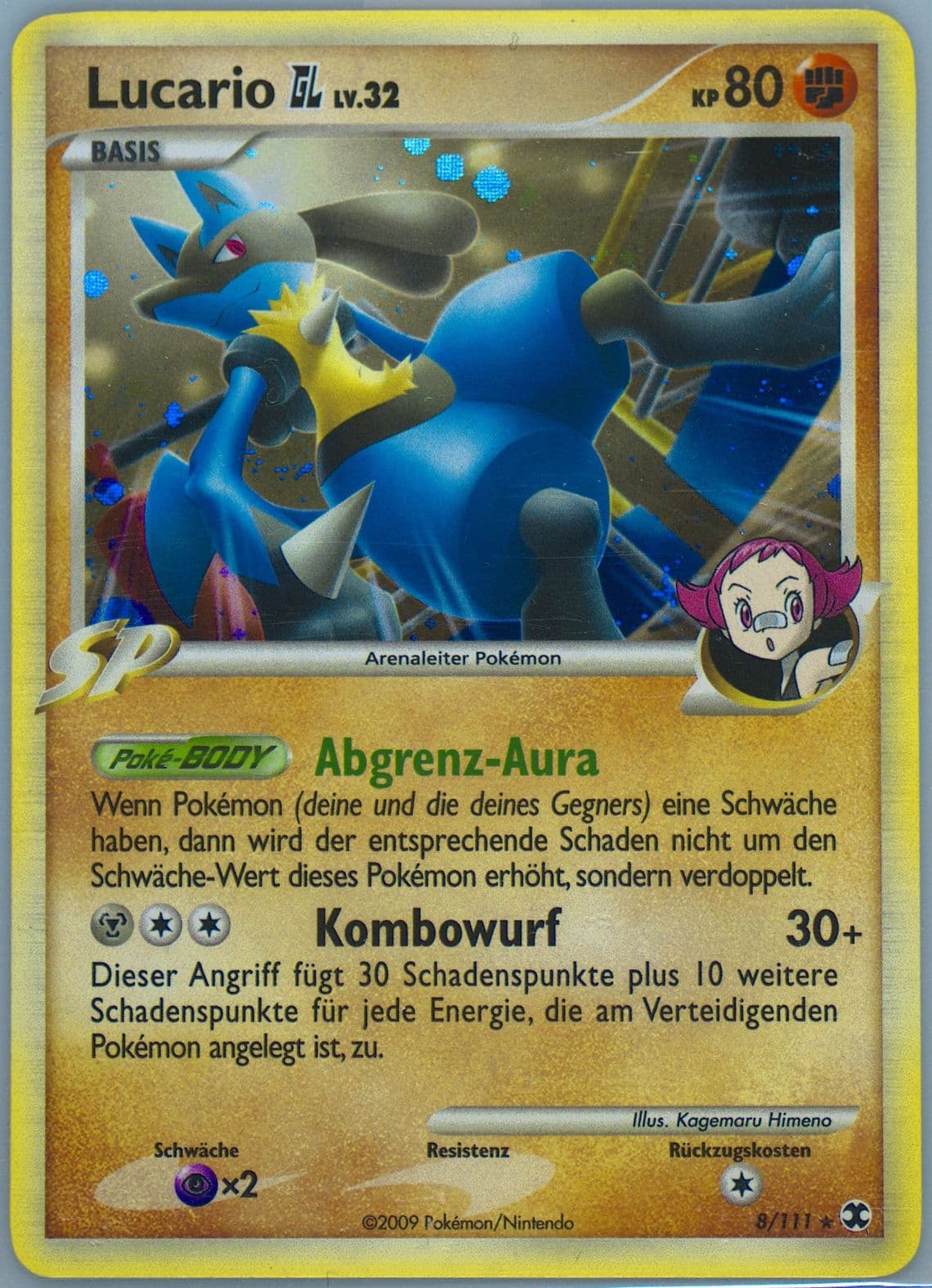 Lucario GL-Holo German (8) 2009 Pokemon Platinum Rising Rivals