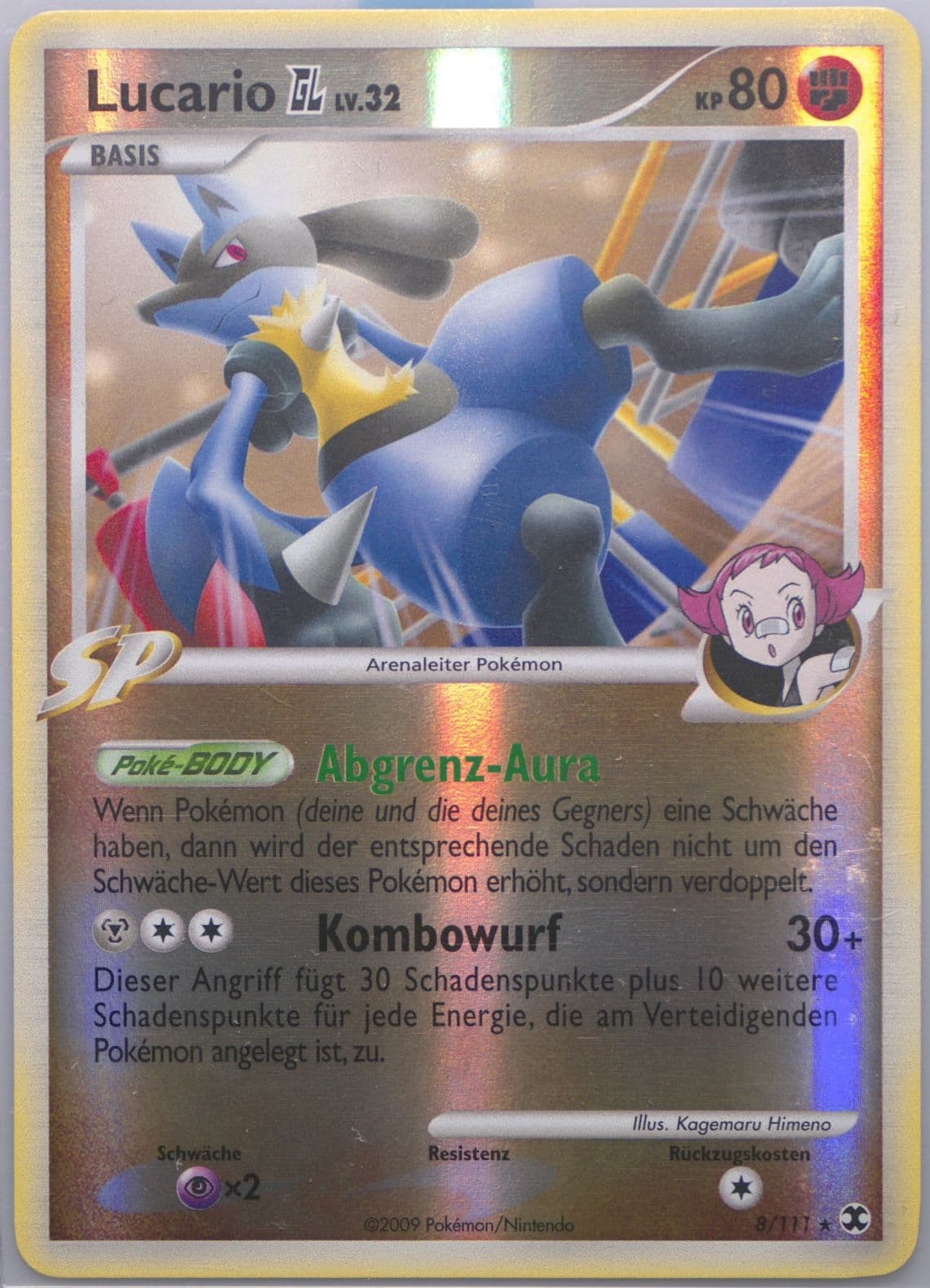 Lucario GL-Reverse Foil German (8) 2009 Pokemon Platinum Rising Rivals