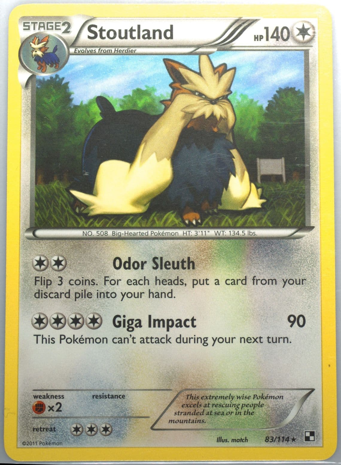 Stoutland (83) 2011 Pokemon Black & White