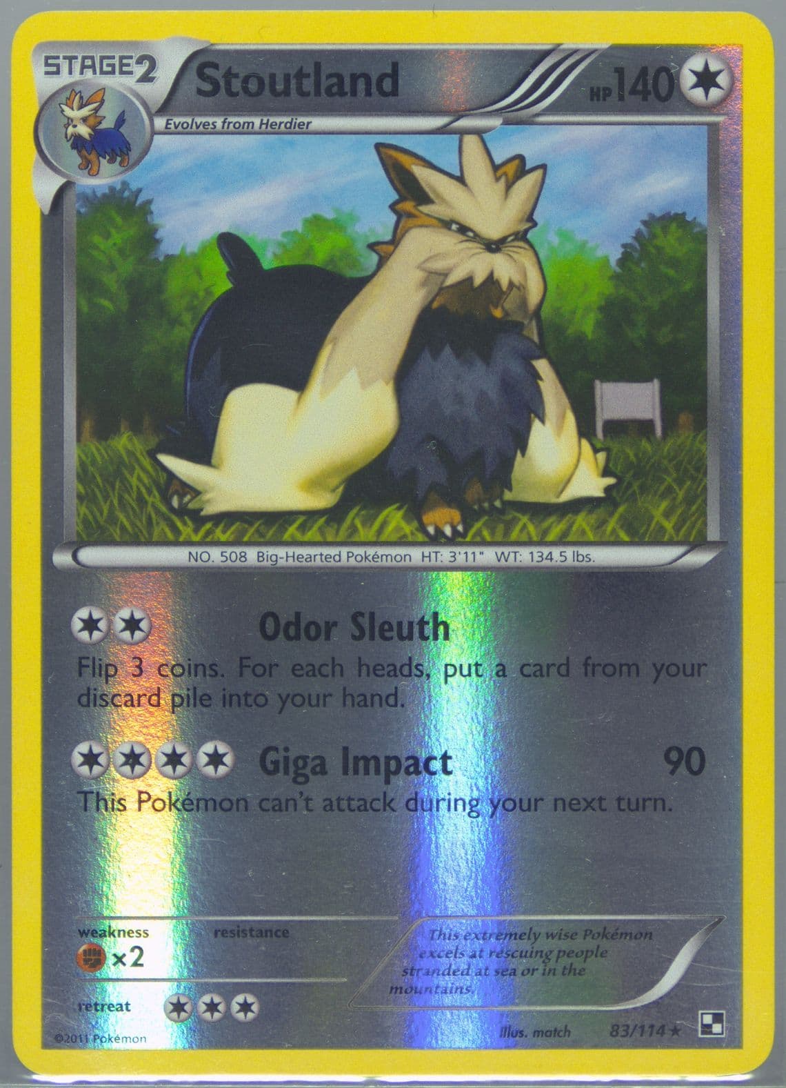 Stoutland-Reverse Foil (83) 2011 Pokemon Black & White