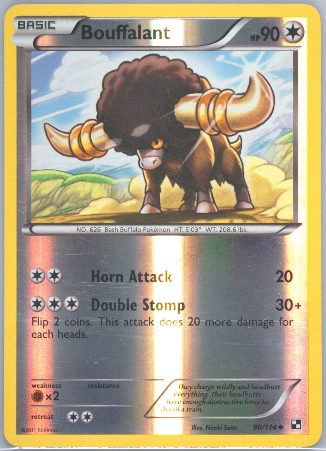 Bouffalant-Reverse Foil (90) 2011 Pokemon Black & White