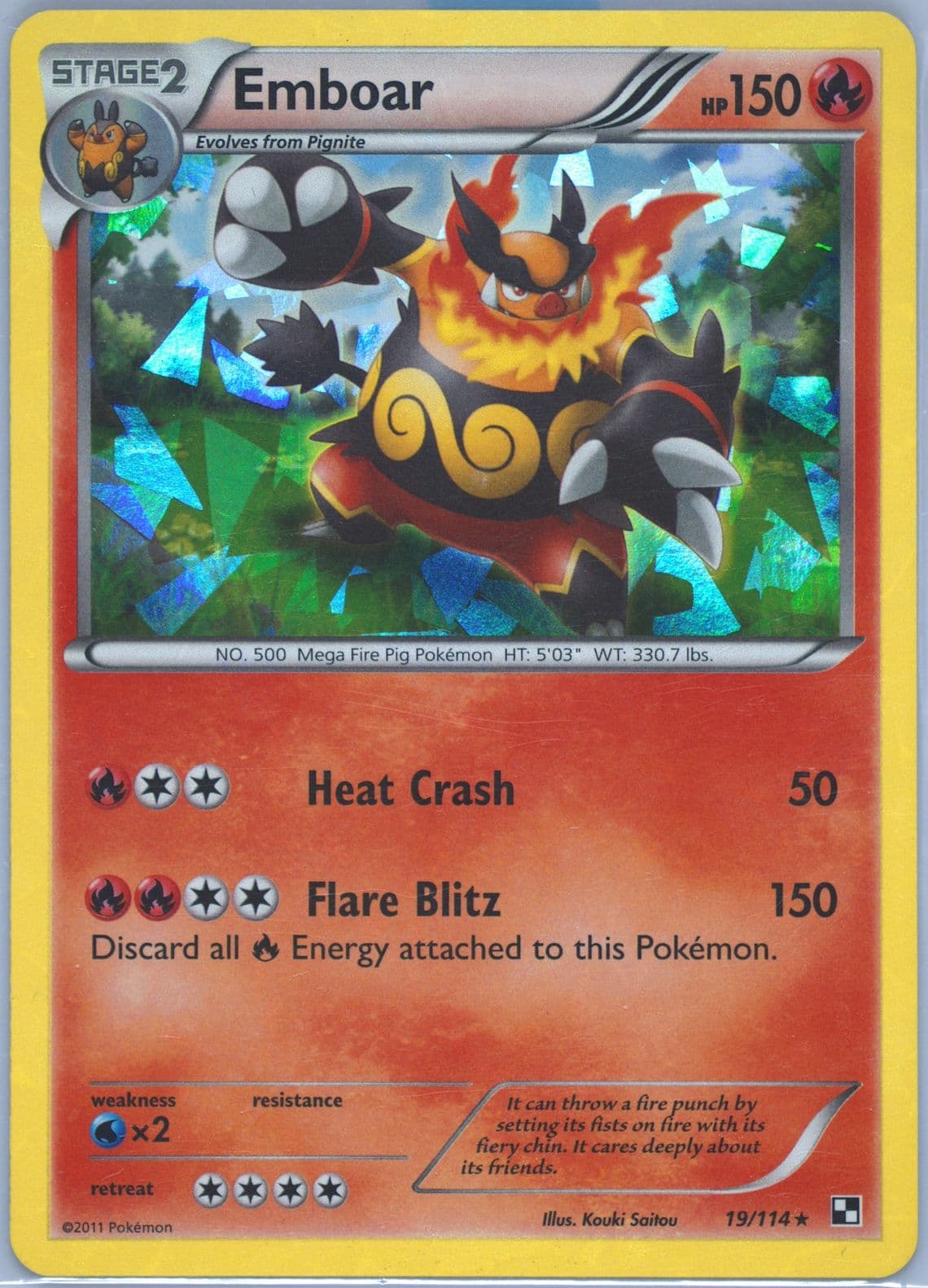 Emboar-Holo Cracked Ice (19) 2011 Pokemon Black & White